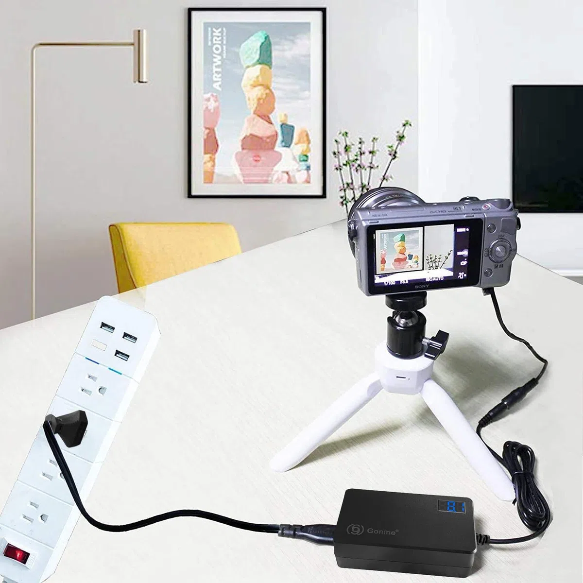 AC-PW20 Adaptador de Corriente con Pantalla LCD NP-FW50 Kit de acoplador de CC de batería simulada para Sony Alpha A6000 A6100 A6300 A6400 A5100 A7 A7RII A7S ZV-E10 RX10II III IV NEX3 / 5/6/7