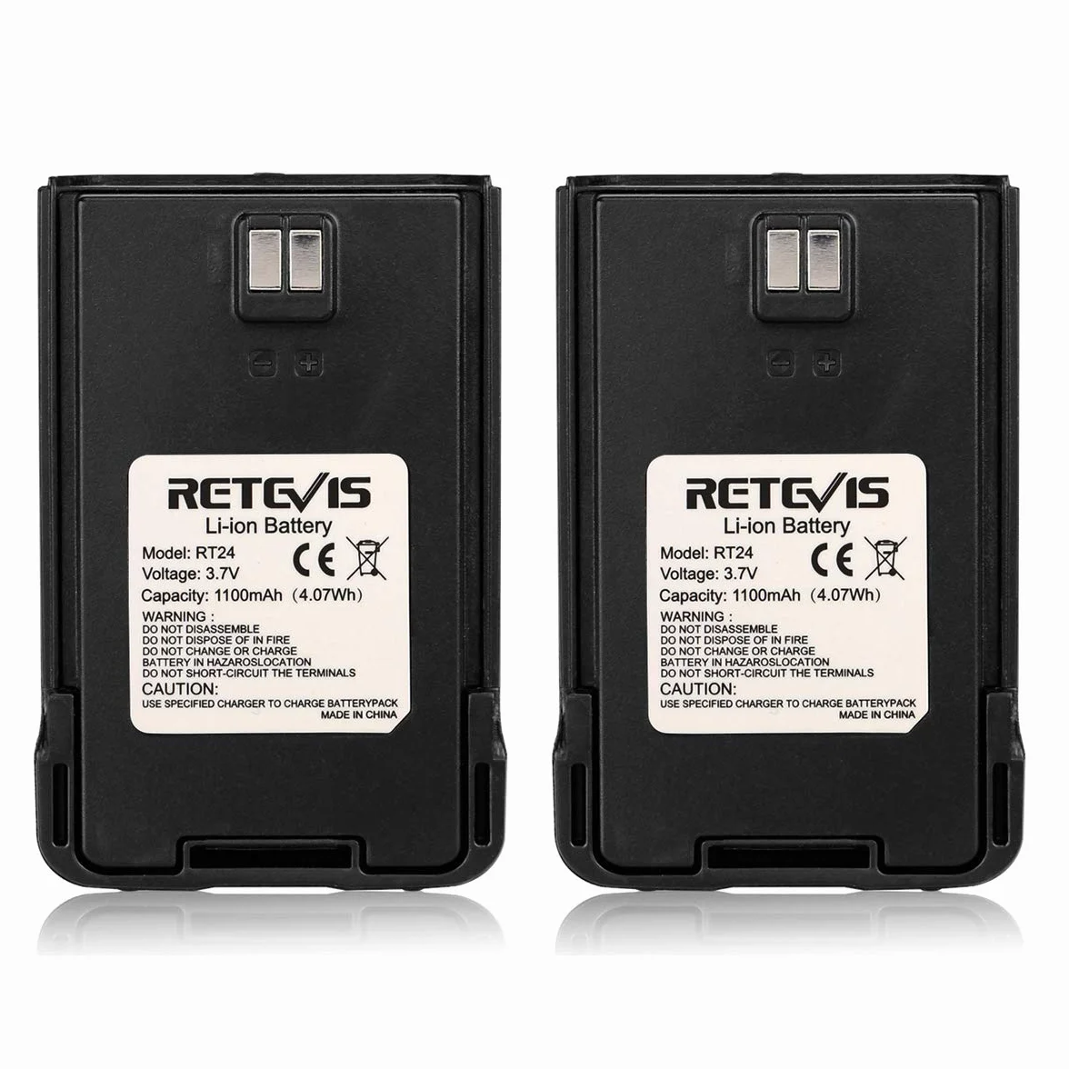 Retevis RT24 Walkie Talkie Batería Li-Ion Original 3.7V 1100mAh Compatible con Retevis RT24 Walkie Talkies (2 Piezas, Negro)