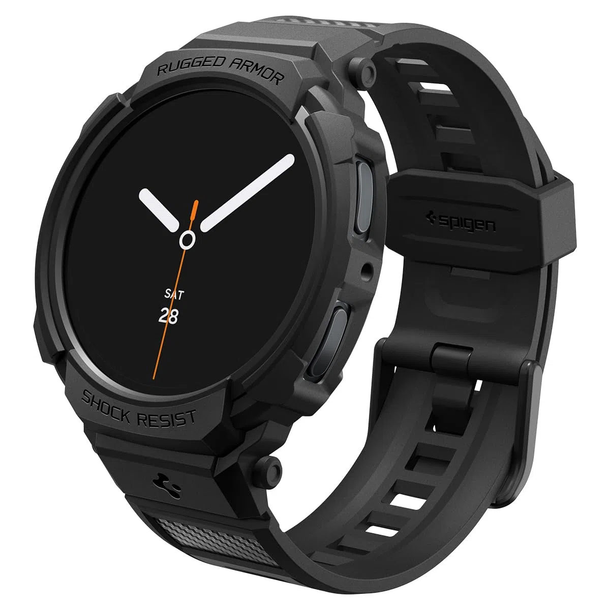 Spigen Funda y Correa Rugged Armor Pro de TPU Compatible con Samsung Galaxy Watch 8 44mm (2025) - Negro Mate