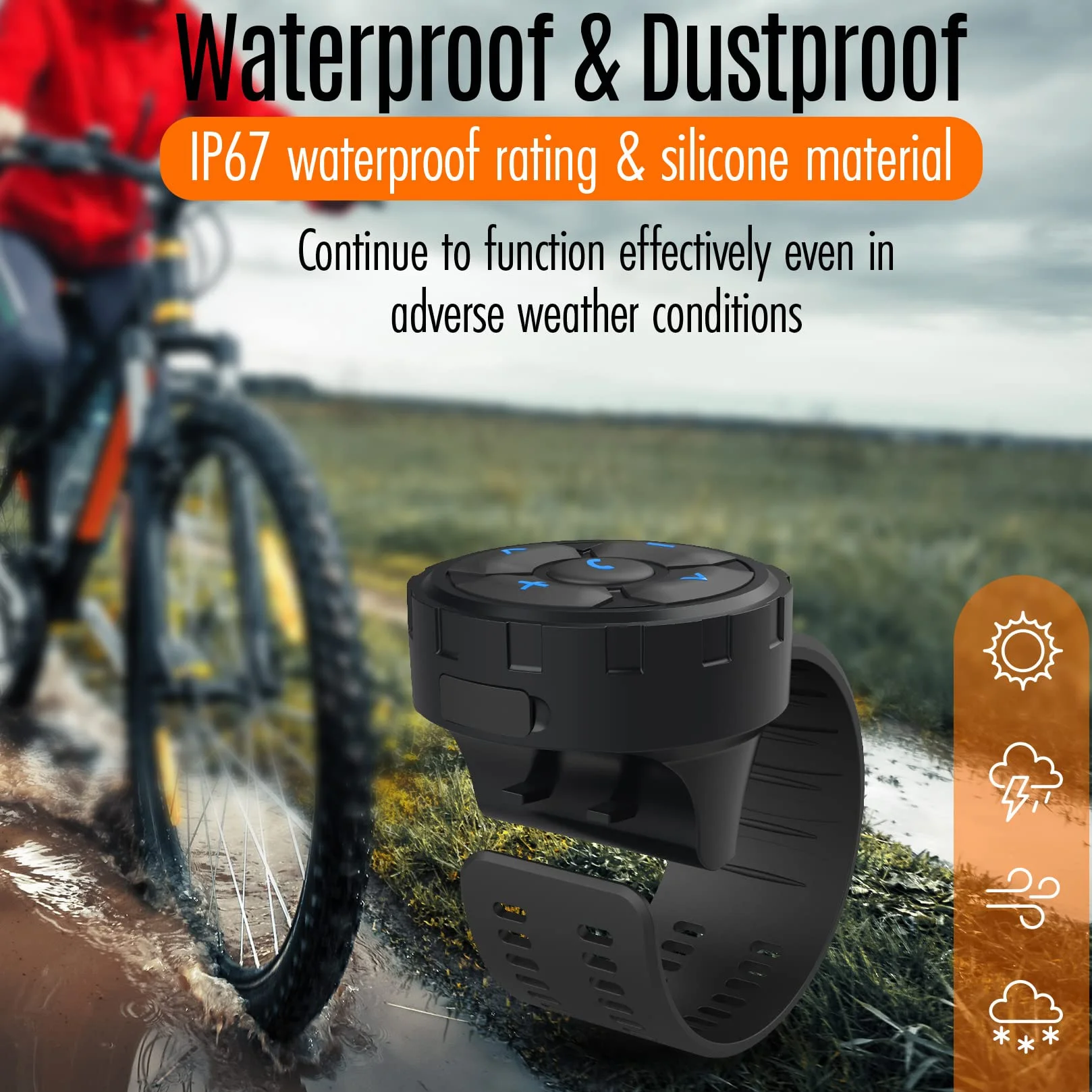 Mando a Distancia Bluetooth para Moto, Botón Bluetooth para Bicicleta - con Funciones de Llamadas, Música, Volumen, Siri, Cámara