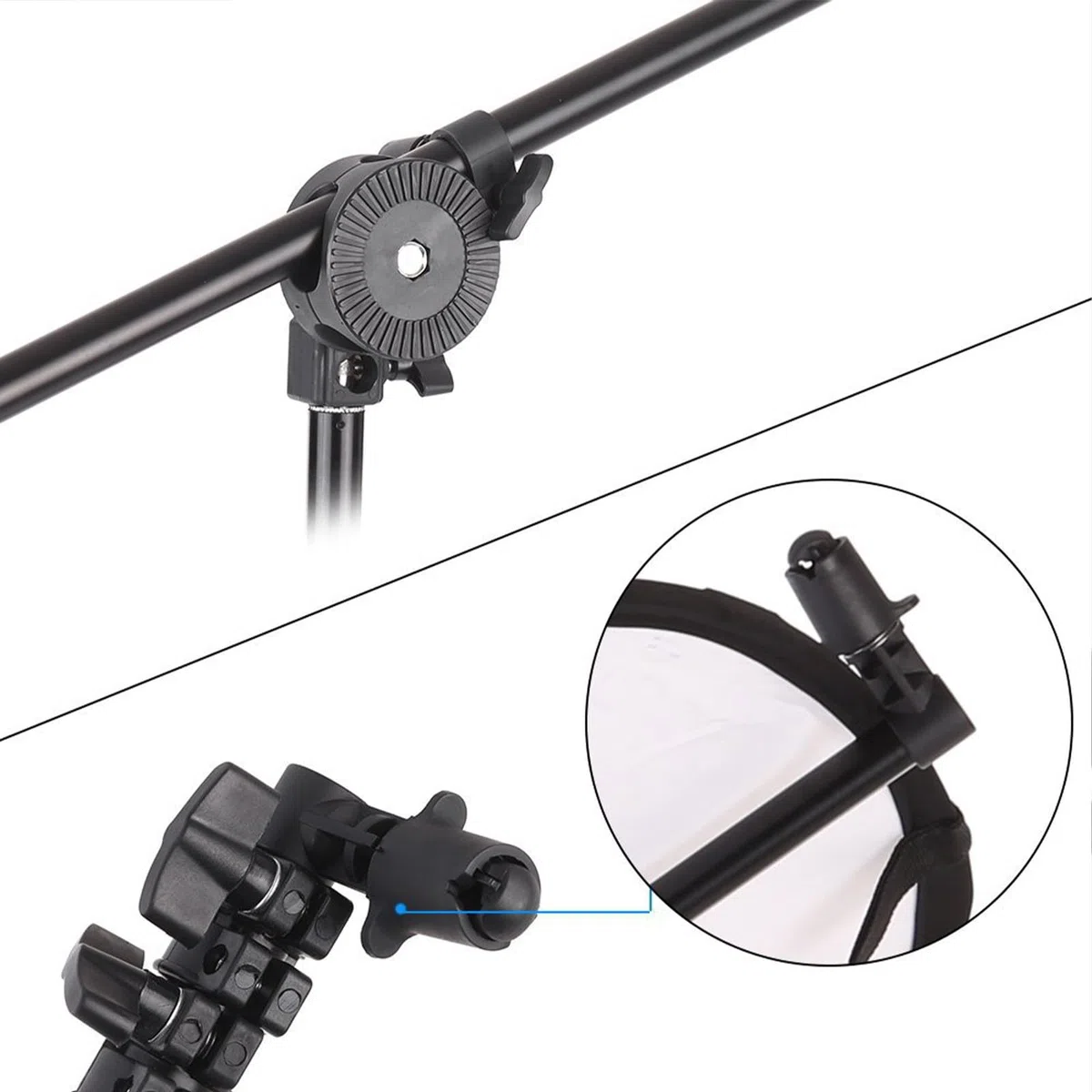 Soporte de metal versátil para reflector y panel de luz que proporciona estabilidad para configuraciones de iluminación profesionales