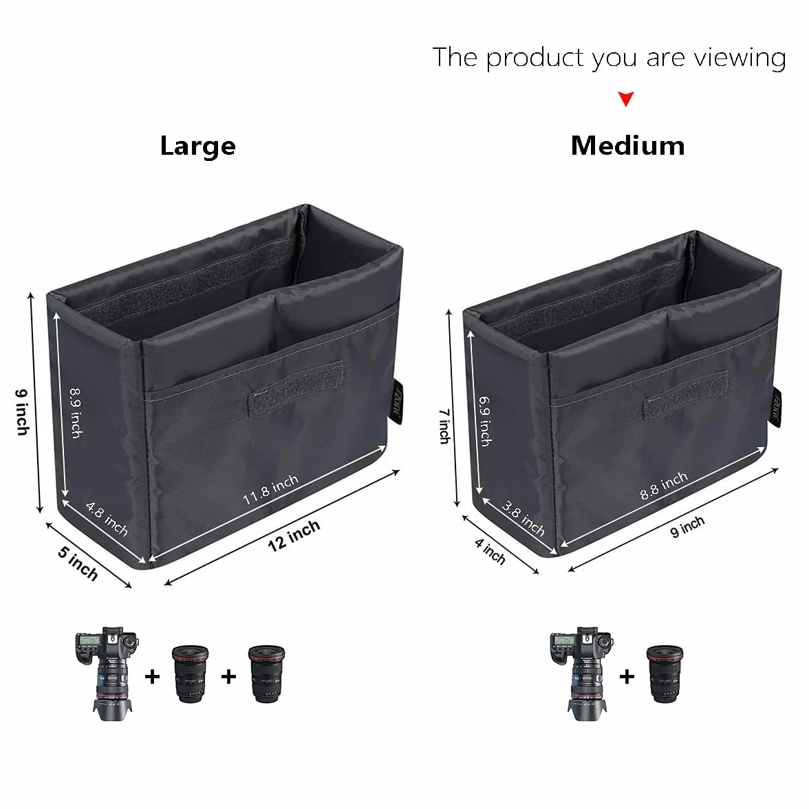 S-ZONE Bolsa de Cámara Impermeable a Prueba de Golpes Práctica Plegable Acolchada DSLR SLR TLR Protección de Cámara Inserto Bolsa Fundas de Lente para Lente de Flash