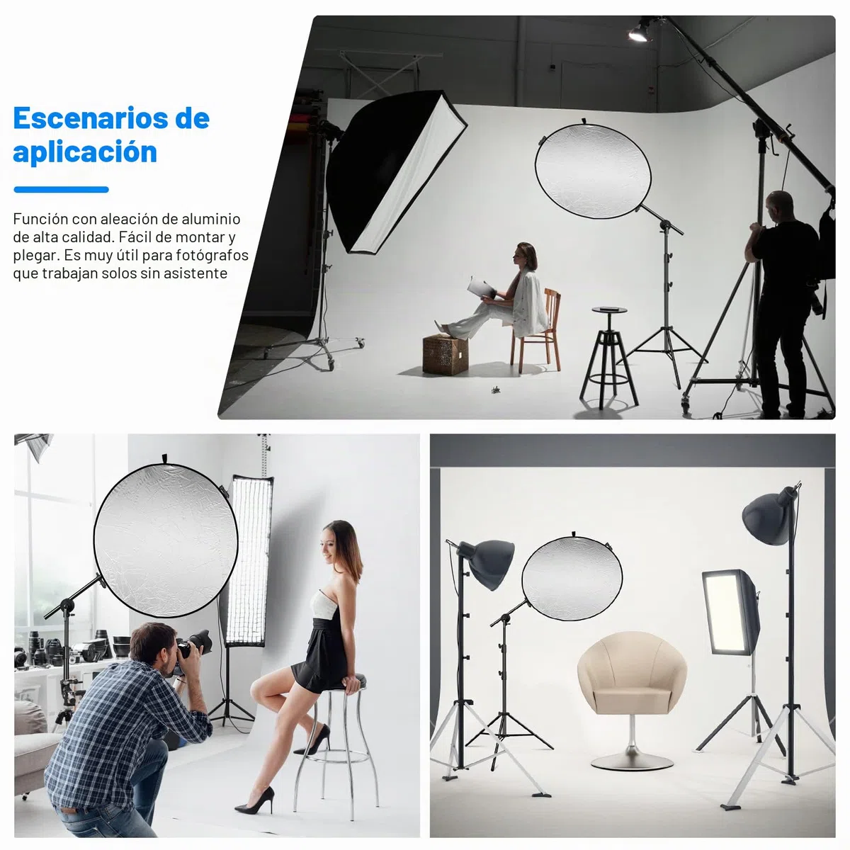 Soporte Reflector Extensible Brazo Extensible 66 – 170 cm, Soporte Extensible para Reflector de fotografía, Soporte Giratorio
