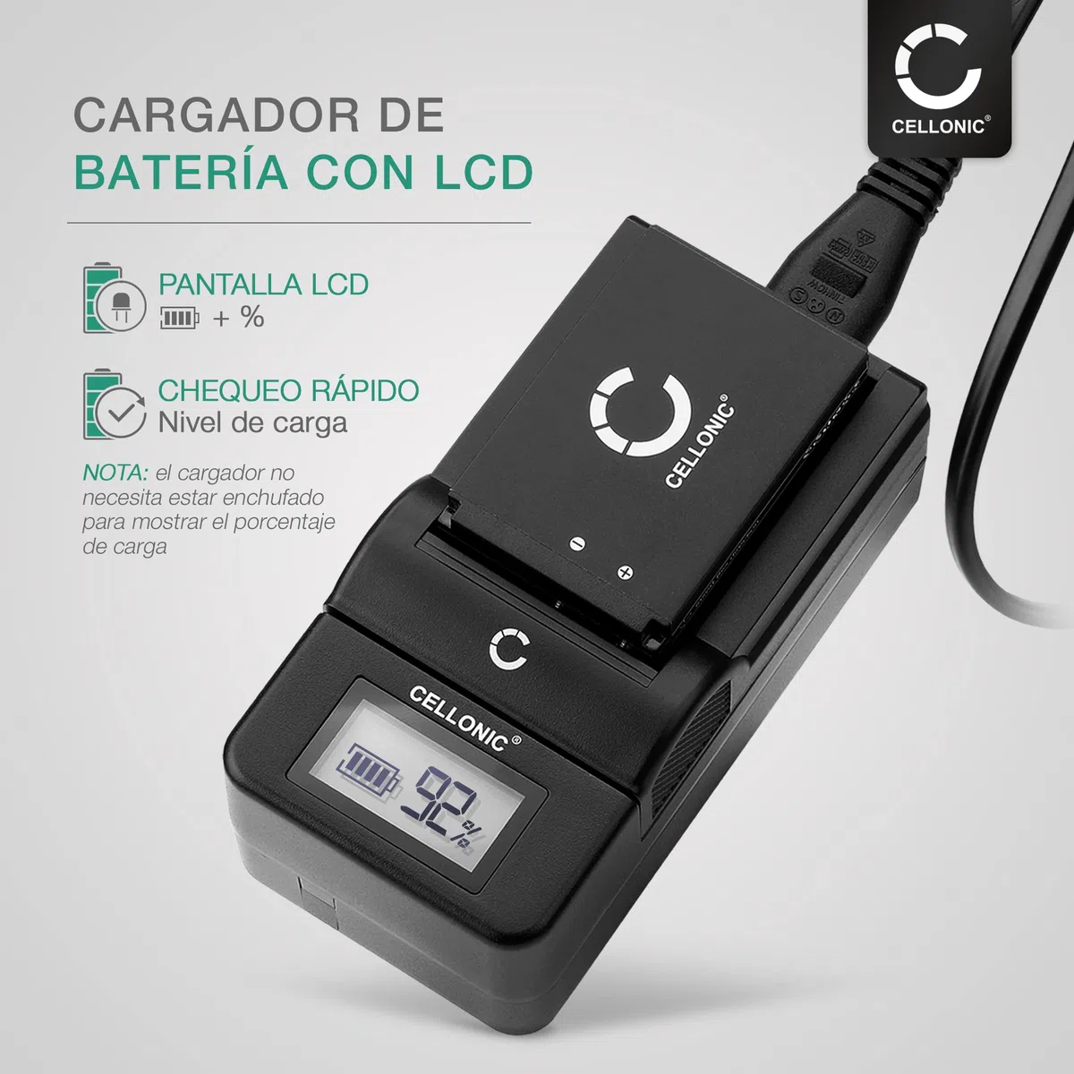 CELLONIC Cargador MH-27-29 Compatible con, Alimentación para Batería EN-EL20 -EL20a, Alimentador con Pantalla LED, Cable Carga rápida