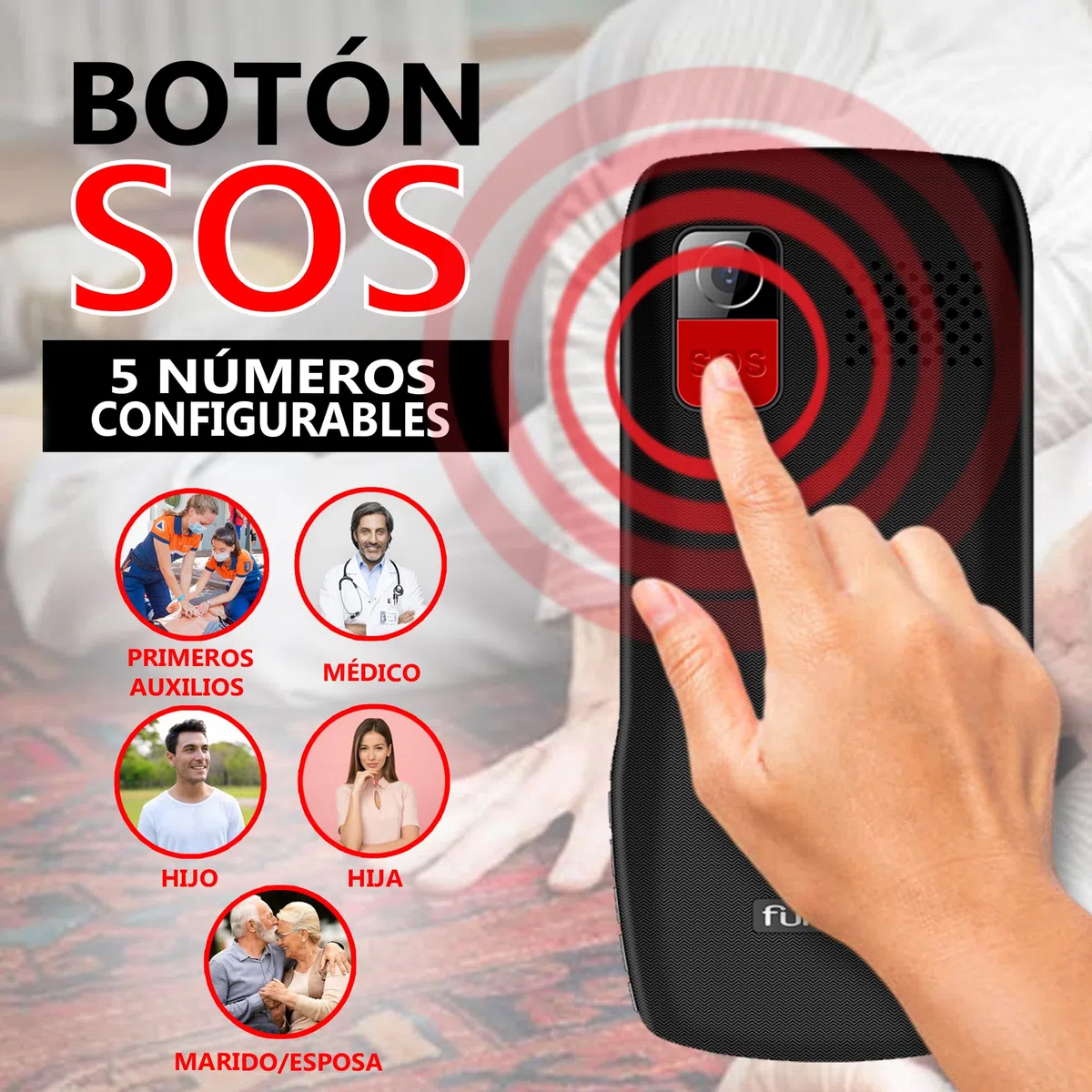 Funker C140 Classic 4G - Teléfono Móvil para Personas Mayores con Botón SOS - Teclas Grandes y Volumen Alto -USB-C - Bateria 1000mAh - Pantalla Grande de 1,8 Pulgadas - Fácil de Usar