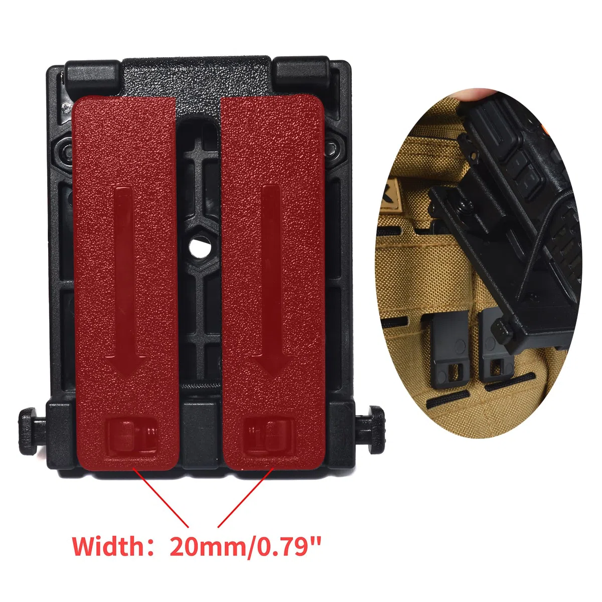 HYS Soporte Walkie Talkie con sistema Molle para cinturones, mochilas, compatible con radio de mano Baofeng Quansheng Motorola y micrófono de altavoz (H-MOLLEBELT)