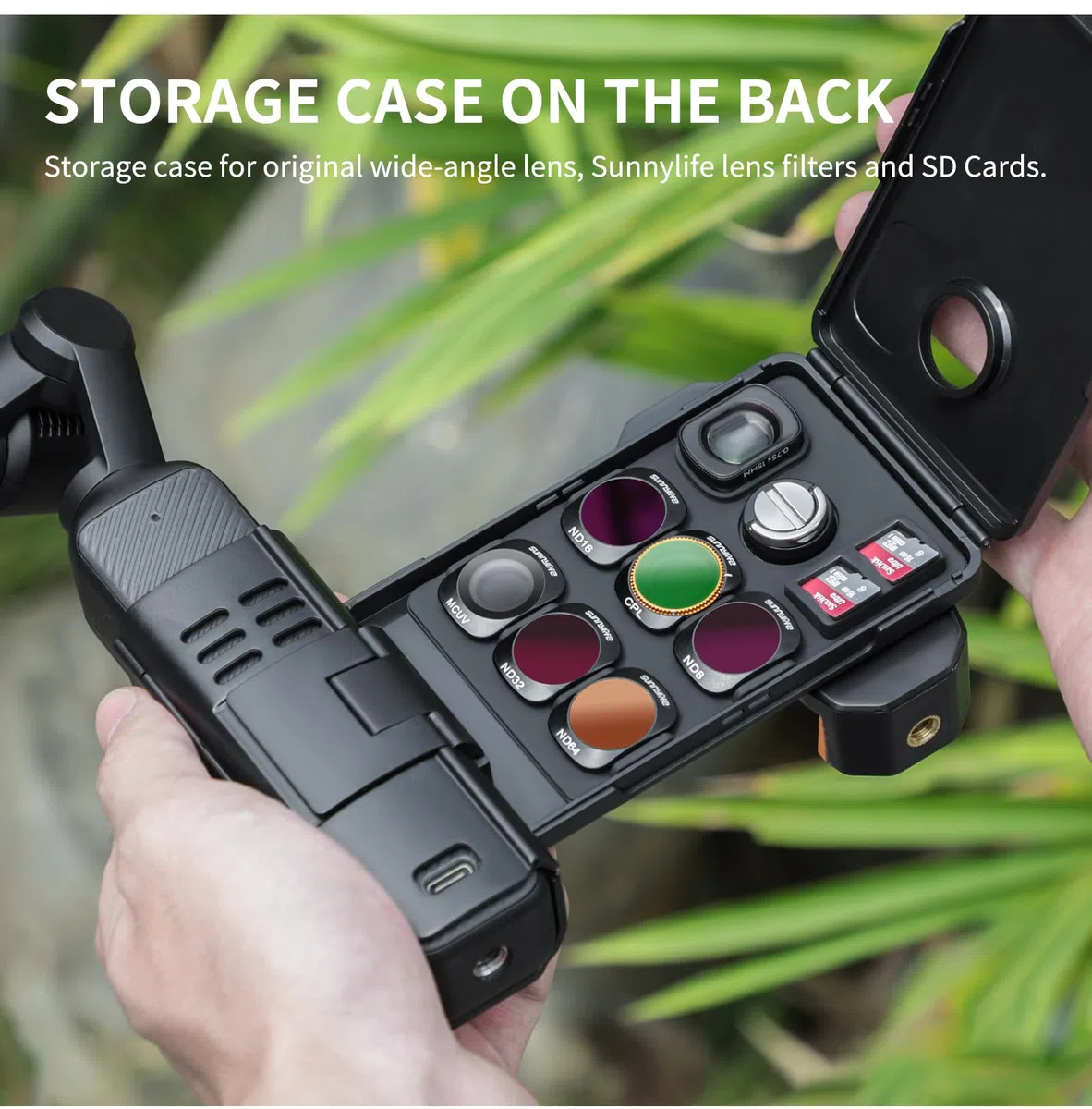 PALUMMA Soporte adaptador de expansión, para DJI Osmo Pocket 3, soporte adaptador de expansión con soporte para teléfono, filtros, tarjetas de memoria, funda organizadora (negro)