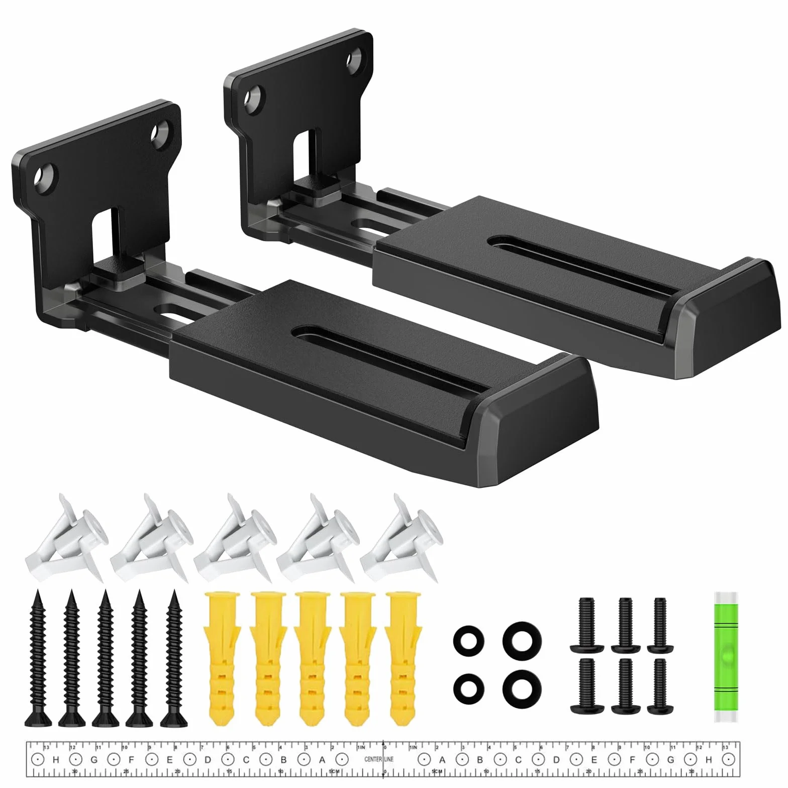 ZUOLACO Soporte de pared para barra de sonido Samsung, Bose, Vizio, LG, Sony, JBL, Sonos y otros soportes de barra de sonido bajo TV, puede soportar hasta 15 kg, profundidad ajustable de 9,1 a 16,3 cm