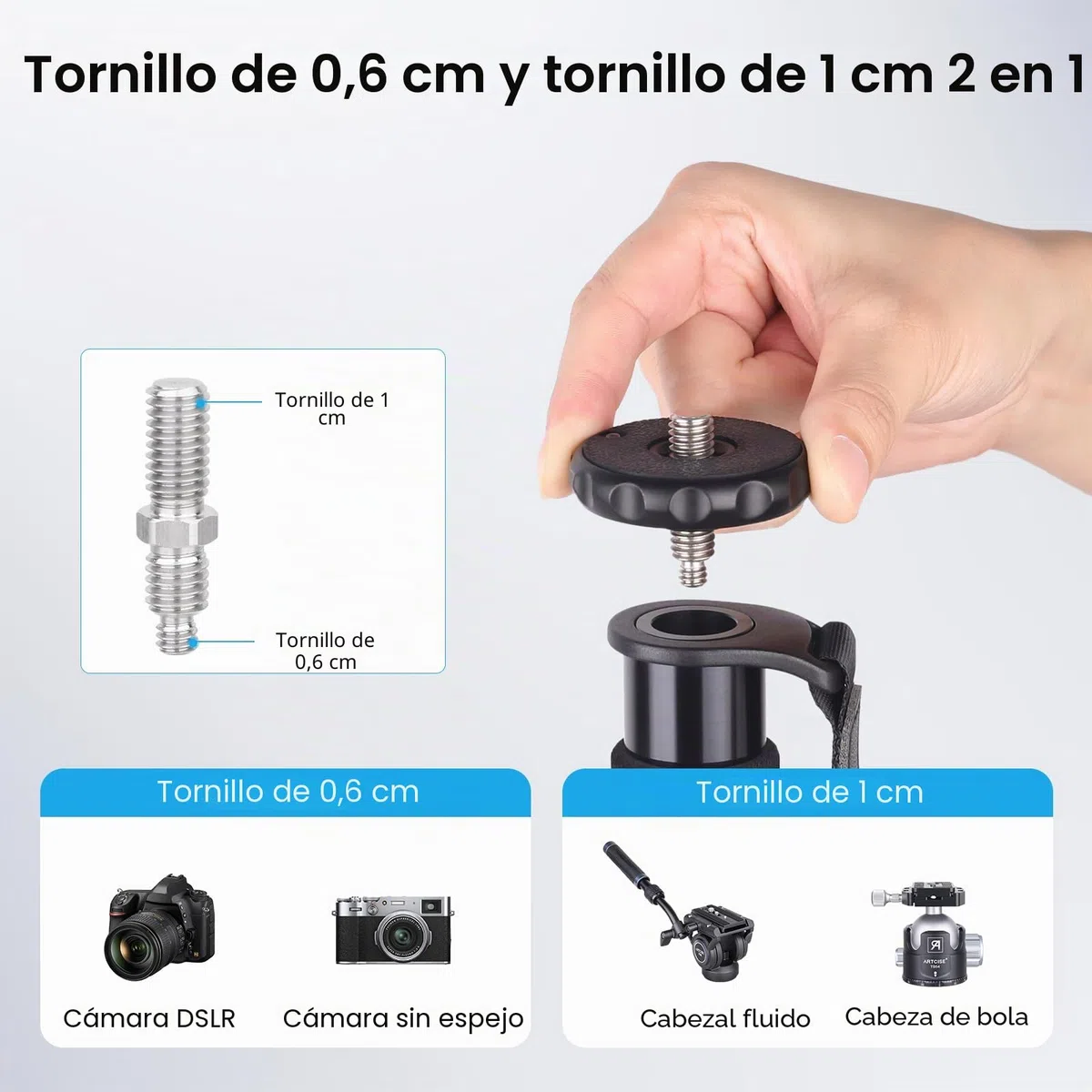 ARTCISE Monopod para cámara, 156 cm, aleación de aluminio, monopié compacto con altura de 4 secciones, soporte de viaje ligero para cámara DSLR, capacidad de carga 15 kg