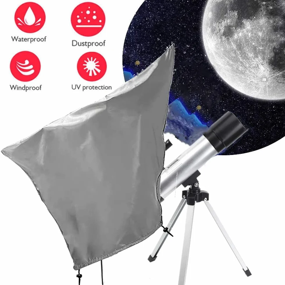 Cubierta telescópica Impermeable a Prueba de Sol para Exteriores, Cubierta de telescopio astronómico con cordón Ajustable para Celestron Skywatcher ZEISS, Plata 39 x 29.5 Pulgadas