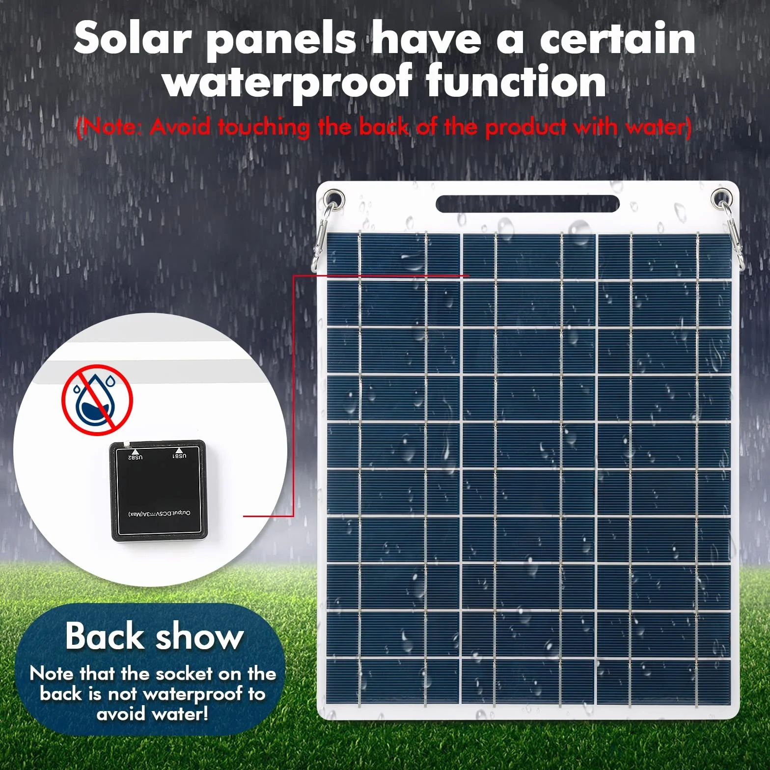 30W Panel Solar 5V Dual USB Cargador de batería Solar portátil Cargador de batería de teléfono al Aire Libre for Acampar Senderismo
