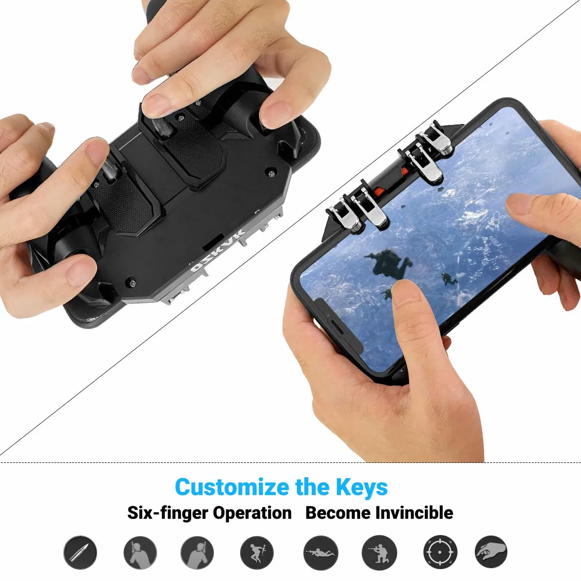 Mando para Call of Duty PUBG Movil Controlador de móvil Gatillos L1R1 L2R2 Gatillo para Android iOS iPhone Samsung Smartphone ancho de 7 a 9,5 cm