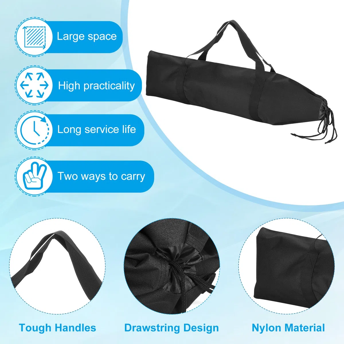 PATIKIL Estuche de Transporte para Trípode de 85x26 cm, 1 Pieza, Bolsa Acolchada de Nylon con Asas para Soportes de Luz, Trípodes y Accesorios de Fotografía, Negro