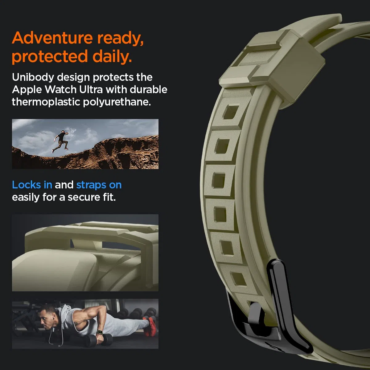 Spigen Rugged Armor Pro - Funda con correa compatible con Apple Watch Ultra 2 de 49 mm y Apple Watch Ultra de 49 mm