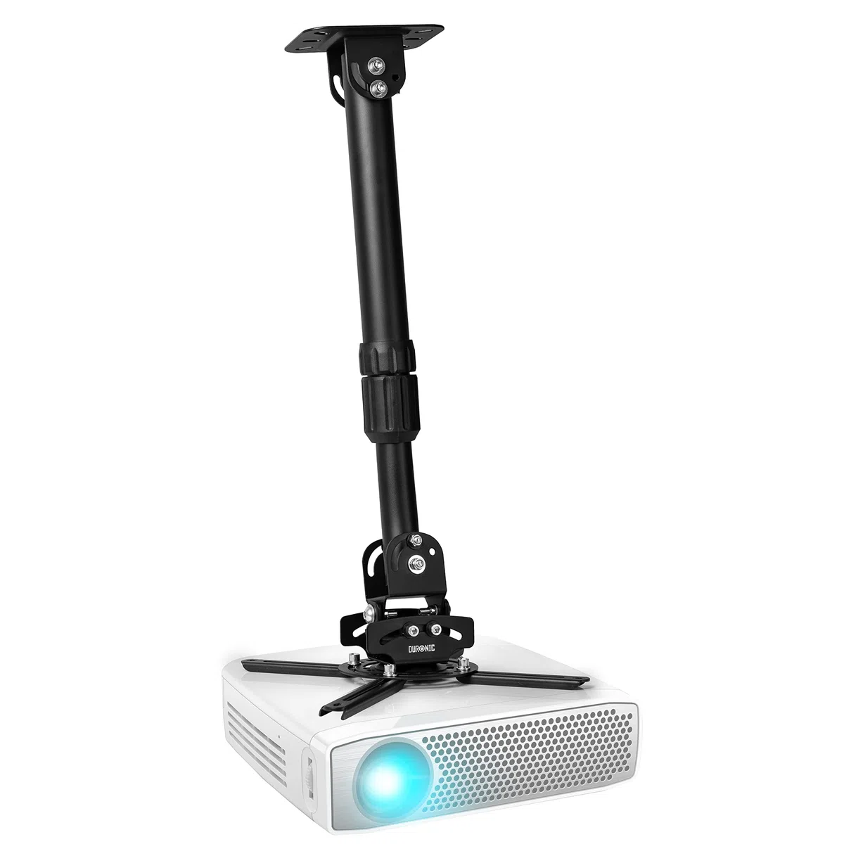 Duronic PB04XL Soporte para Proyector de Techo y Pared, Extensible 22-83cm, Universal, Giratorio 360º, Totalmente Articulable, Carga Máx 13.6kg, Cine en Casa, Videojuegos, Presentaciones, Color Negro