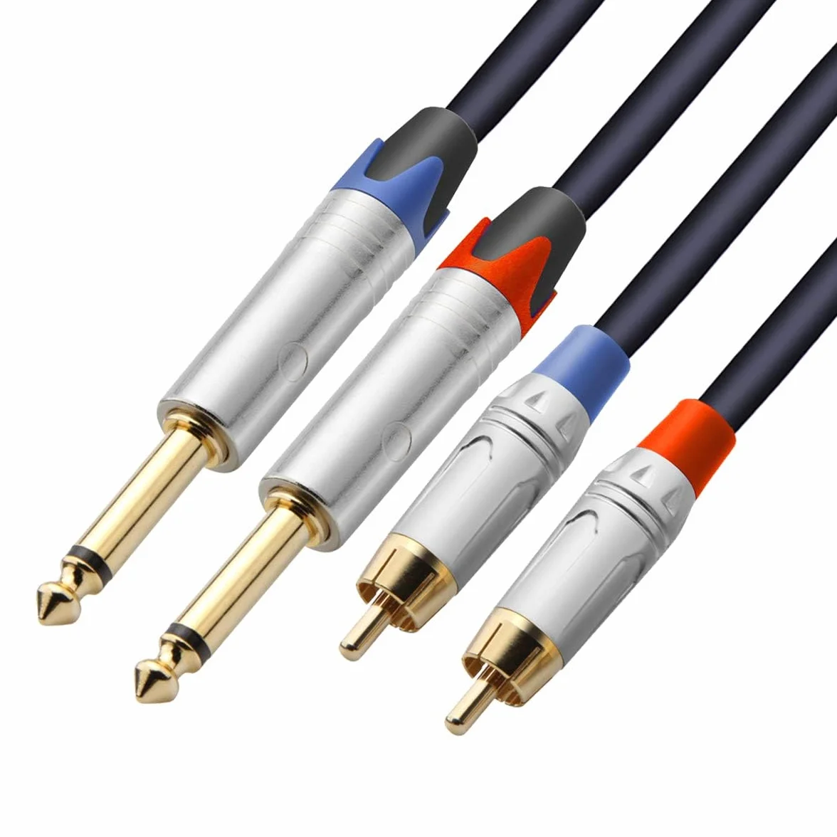 Tisino Cable RCA a Jack 6.5, 2RCA a 2x 6,35 mm Cable de Audio estéreo Cable Para Receptor AV, Amplificador, Sistema de Audio Estéreo HiFi- 23M