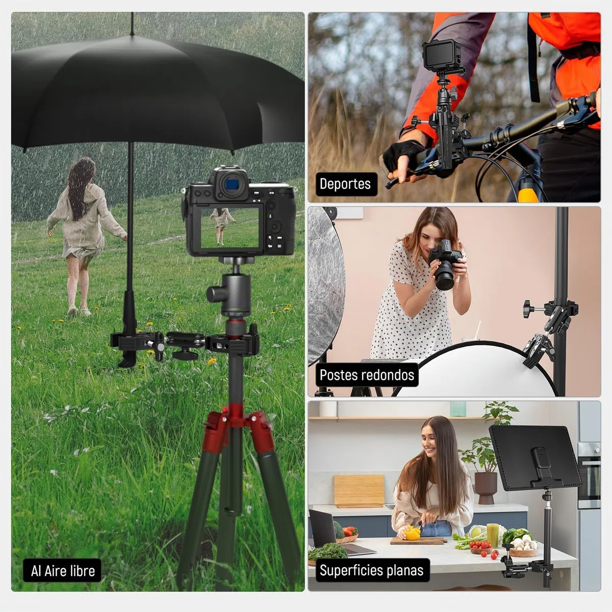 Neewer Soporte de cámara de Doble Abrazadera con Brazo mágico, Zapatos fríos para Escritorio, Estudio, Soporte de luz, Reflector de fotografía, Bandera, Barras transversales, Motocicleta, Paraguas,