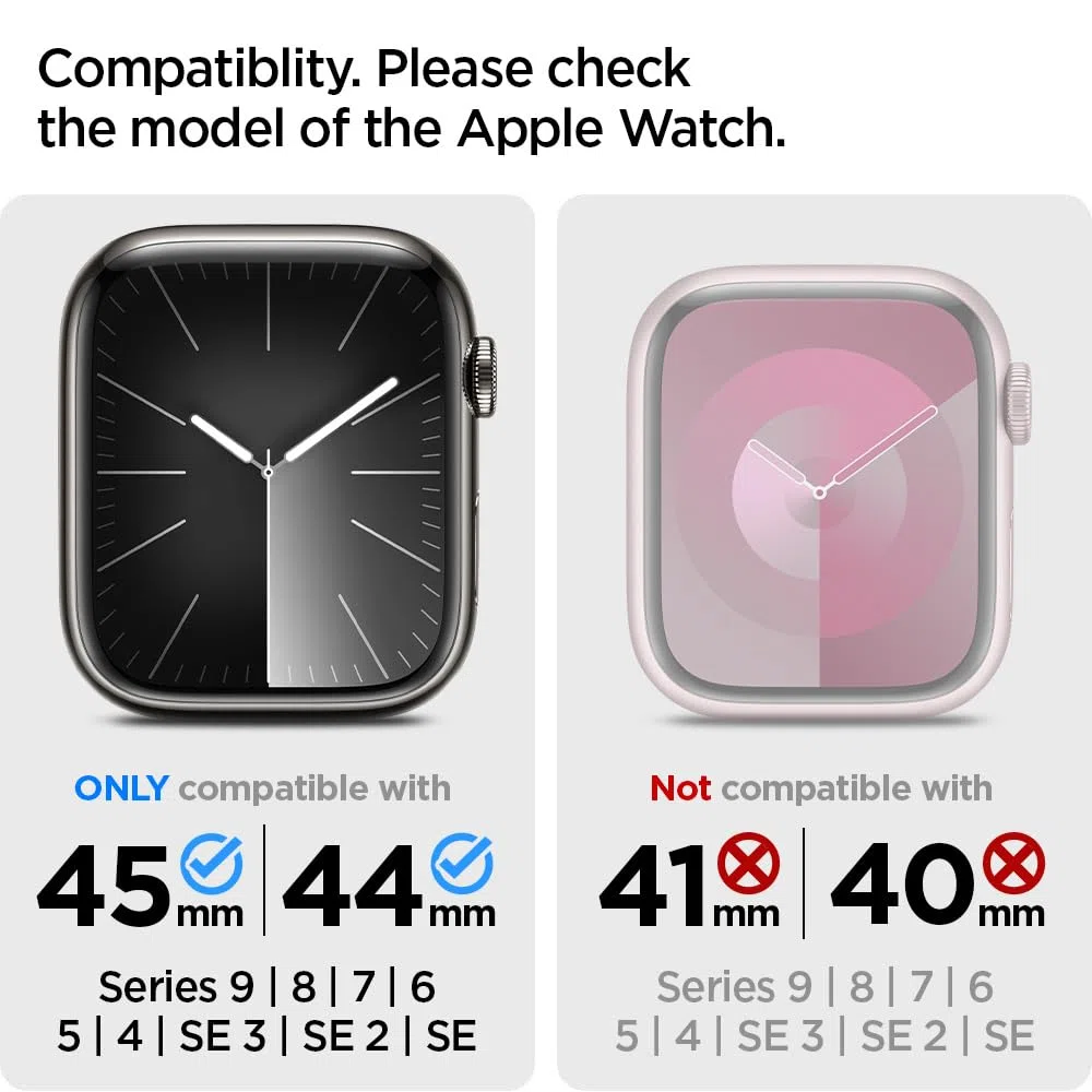 Spigen Funda y Correa Rugged Armor Pro de TPU Compatible con Apple Watch Series 9 8 7 45mm y Series SE2 6 5 SE 4 44mm