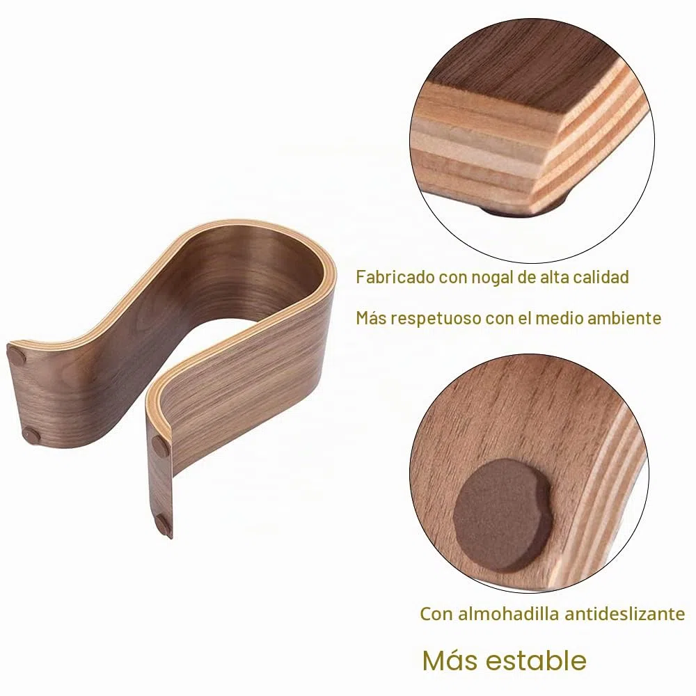 Soporte para Auriculares de Madera, Soporte Universal para Auriculares, Soporte para Auriculares, Antideslizante, Base Universal, Madera de Nogal, para el Hogar, la Oficina (Marrón)