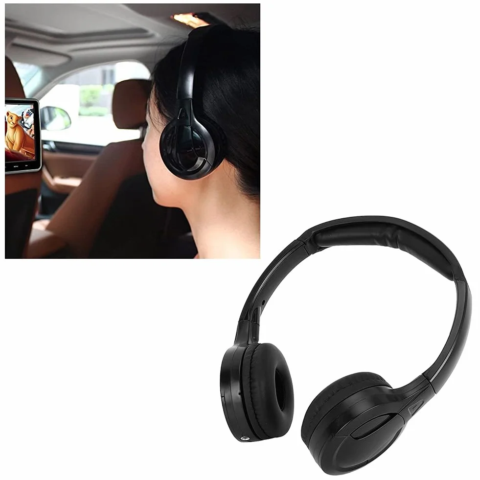 Auriculares para coche, Akozon Auriculares de audio estéreo infrarrojo infrarrojo inalámbrico de 2 canales para DVD para reposacabezas