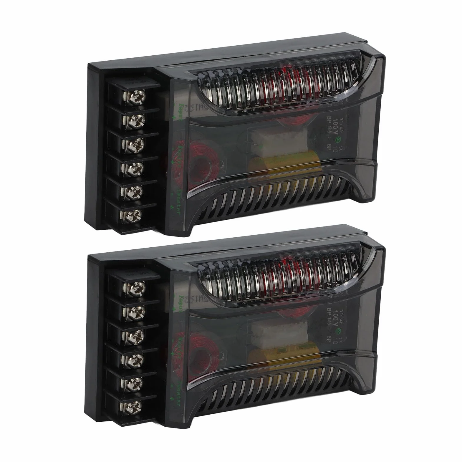 KIMISS Car Audio Crossover Pasivo, 2 Piezas 2 Vías Car Audio Crossover Protección contra Sobrecorriente Disipación de Calor Universal Altavoz Divisor de Frecuencia