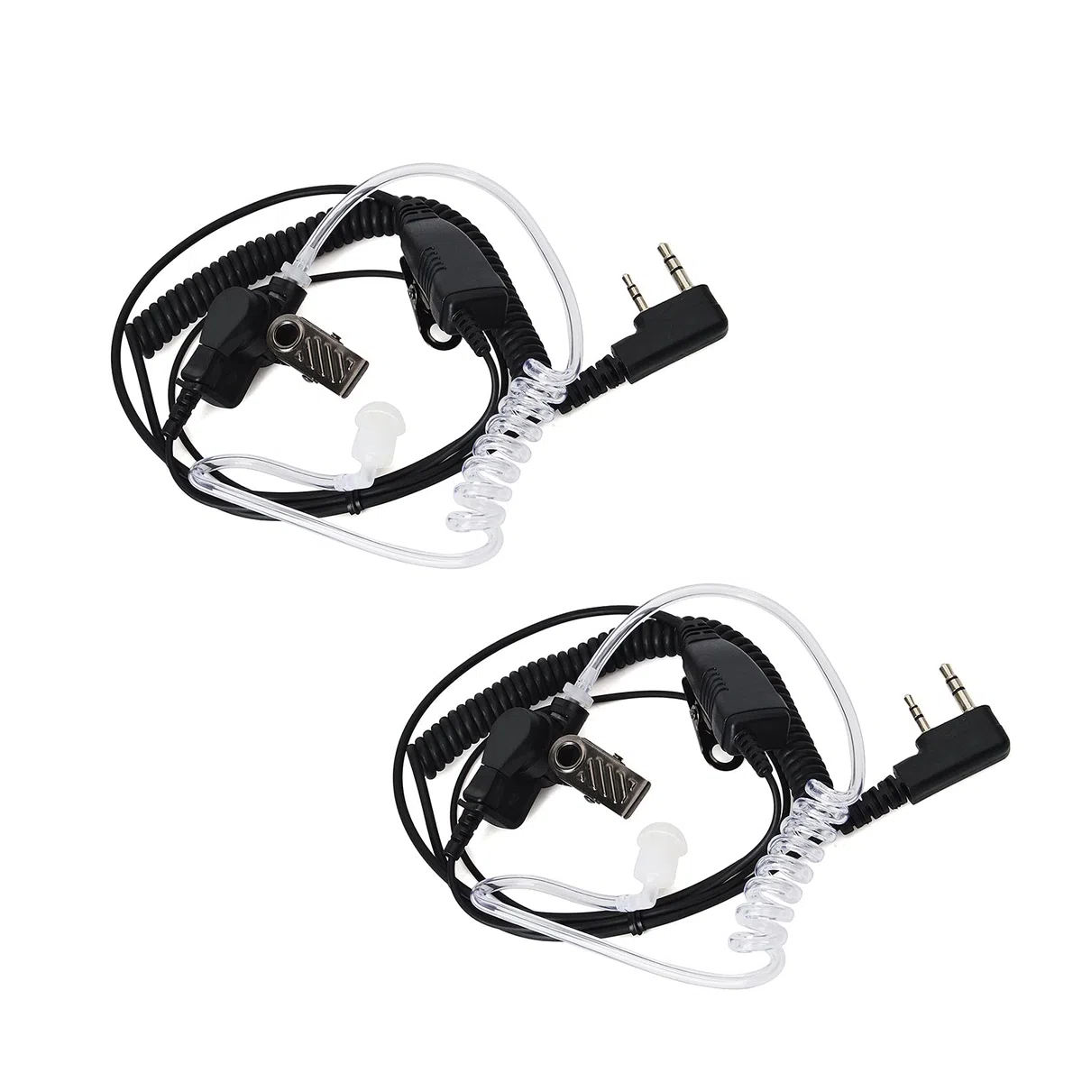 UAYESOK Pinganillo Walkie Talkie, Auriculares 2 Pines Transparente Tubo Acústico con Micrófono PTT para Emisora Radio Baofeng UV-5R 888S GT-3 UV-82 Kenwood TK-3107 TK-3301 RETEVIS WOUXUN (2 Piezas)