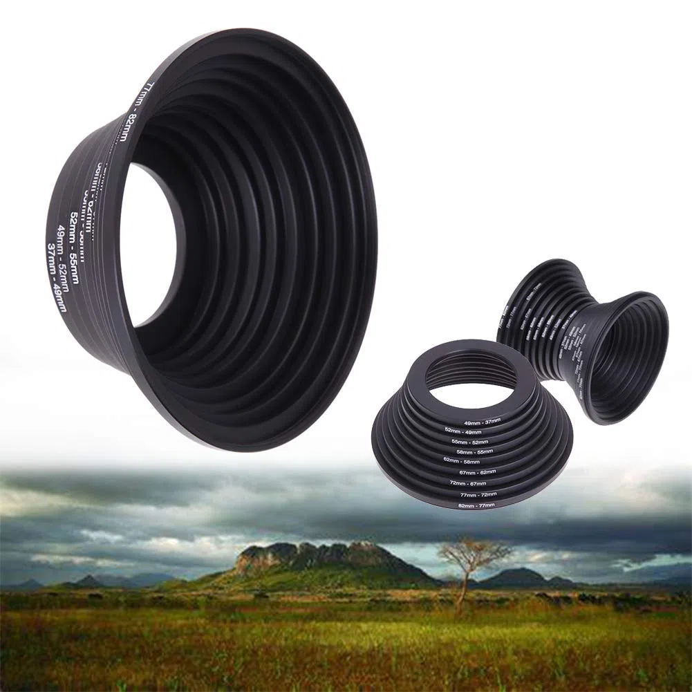 Step Up/Down Lens Filter Ring Adapter Set 37-82 mm, 18 Piezas de Filtro de Objetivo de cámara Metal Stepping Rings Kit Filter Filter Adapter Set Step Up Down Accesorios para Cano-n