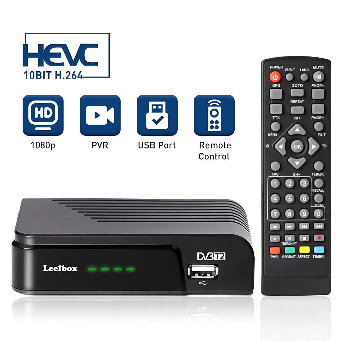 Decodificador TDT Terrestre, sintonizador TDT DVB T2 Receptor Digital terrestre Full HD /1080p/3D/H.264/Dolby/MPEG-2/4