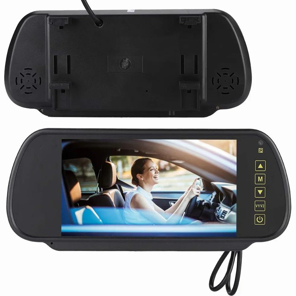 Espejo retrovisor LCD, espejo retrovisor para automóvil de 7 pulgadas Monitor de atenuación automática Cámara de visión trasera con soporte