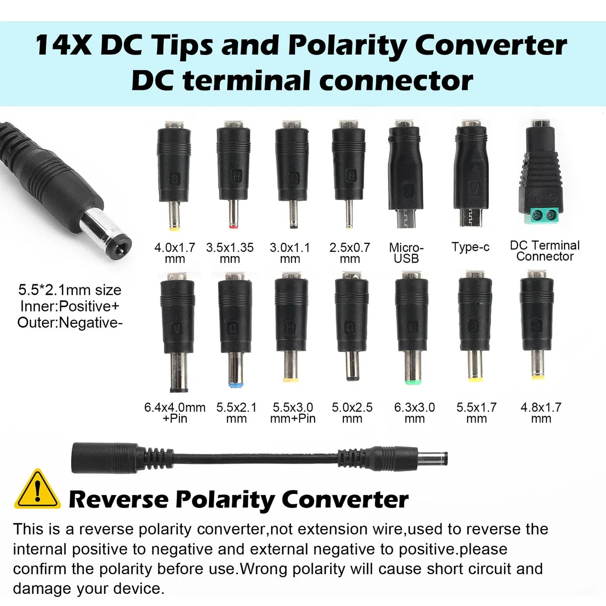 5A 120W Adaptador de Corriente Ajustable,Adaptador Universal de Corriente AC/DC 3V~24V Ajustable, Convertidor de 100V-240V AC a DC con 14 Puntas y Cable de polaridad de Corriente-5A Máx