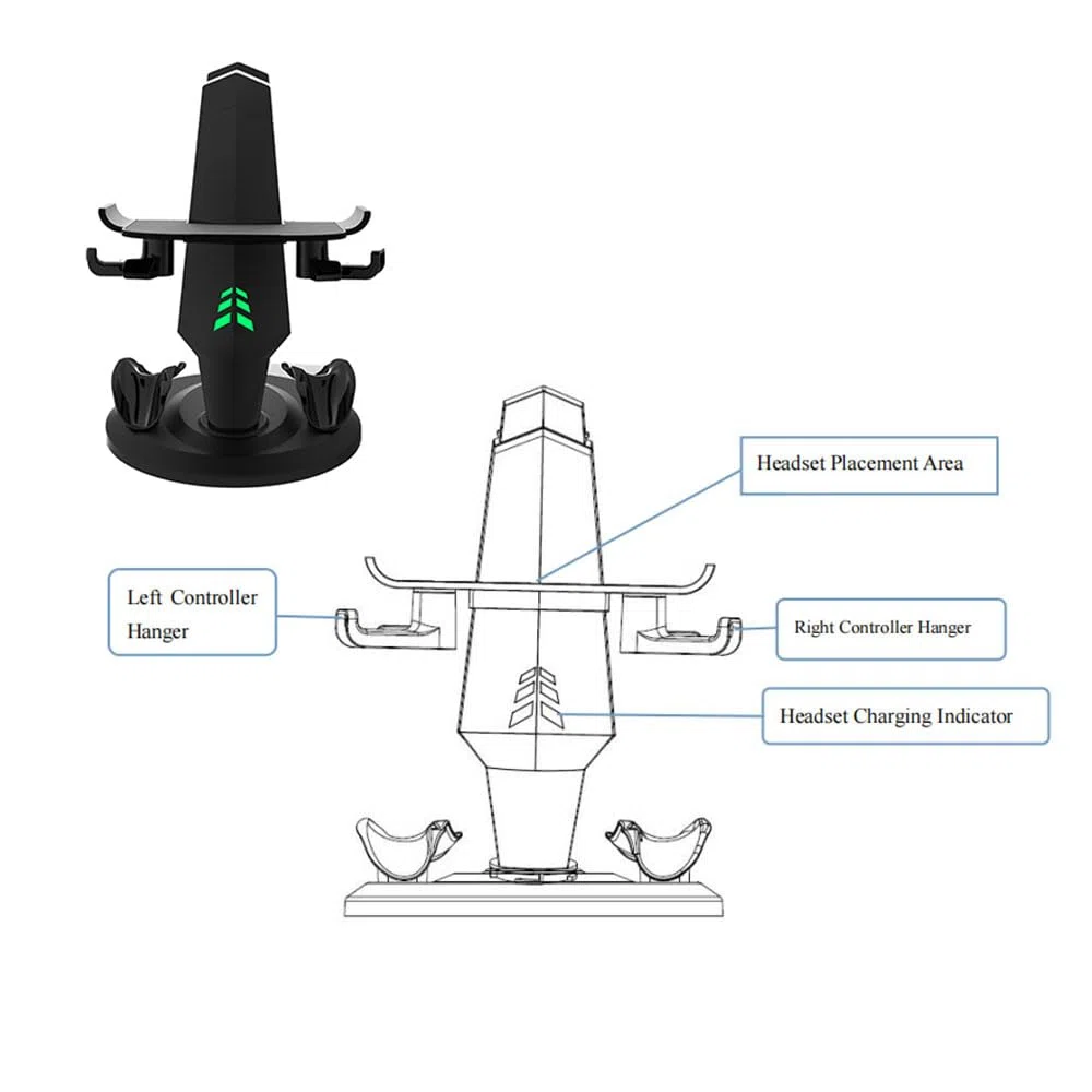 Soporte de realidad virtual, base de carga de auriculares VR Display Stand Accesorios para Oculus Quest 2/Quest 3 VR Headset (negro)