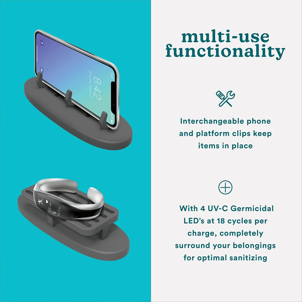 HoMedics ESTERILIZADOR portátil con desifección rayos UV, Elimina hasta el 99.9 por ciento de bacterias y virus, Libre de mercurio y productos químicos