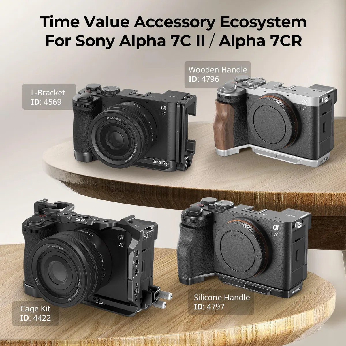 SMALLRGI Empuñadura para Pulgar para Sony Alpha 7C II/Alpha 7CR / Alpha 7C, Diseño Ergonómico, Zapata Fría Incorporada, para Luz, Micrófono, Peso de Solo 8 g (Plateado) - 4818