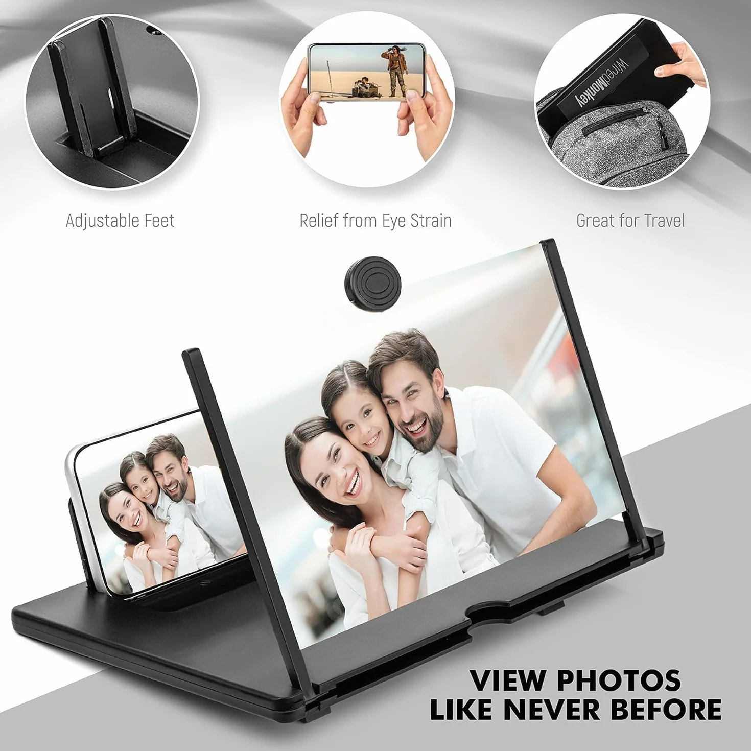 Lupa de Pantalla de teléfono 18 Pulgadas, Amplificador Pantalla movil 3D, HD Lupa para movil Plegable para Ver películas y Video para Todos Smartphone（Negro