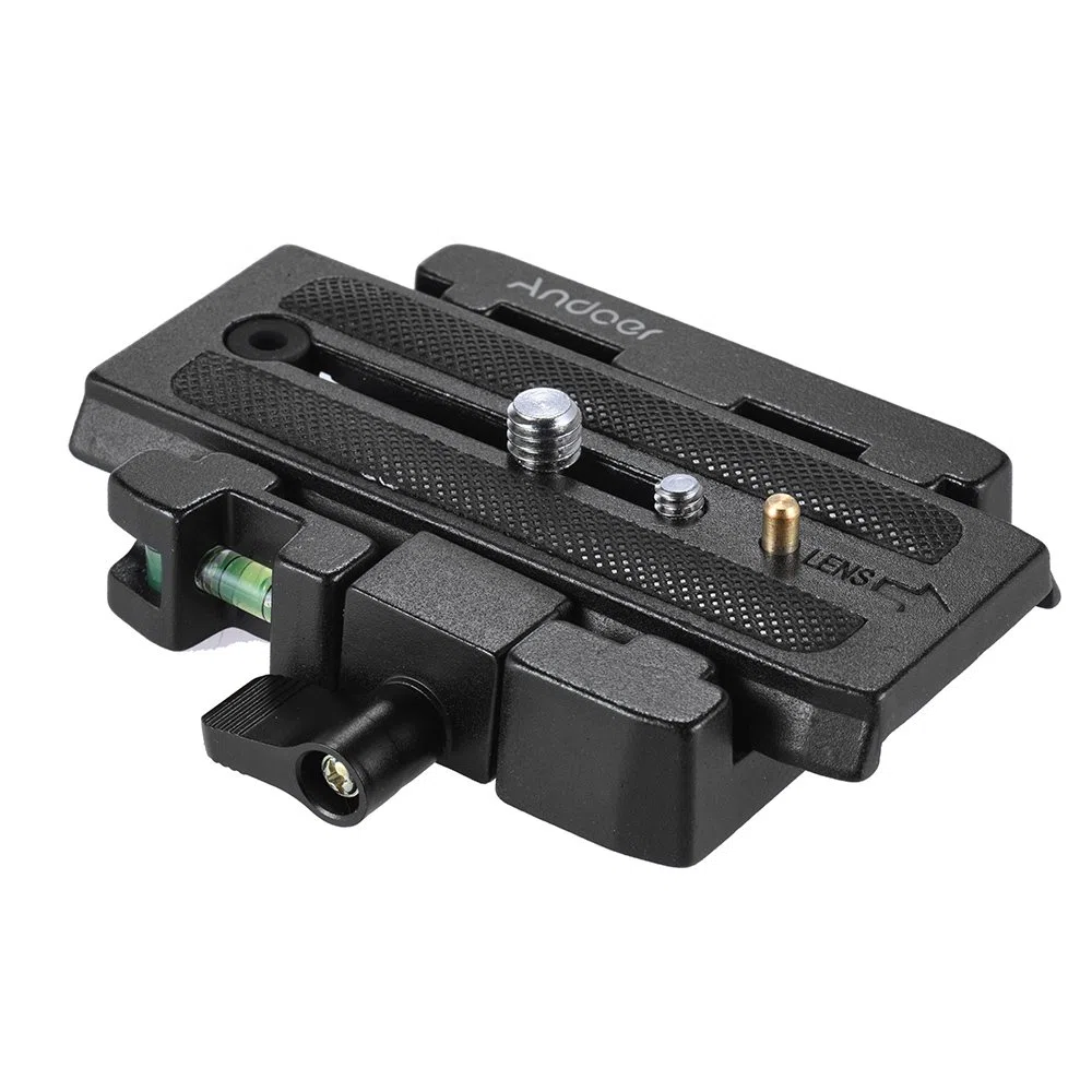 Andoer Placa de liberación rápida profesional para cámara de vídeo, trípode de liberación rápida, adaptador con placa de liberación rápida, compatible con Manfrotto 501 500 Ah 701HDV 503HDV Q5 cabeza