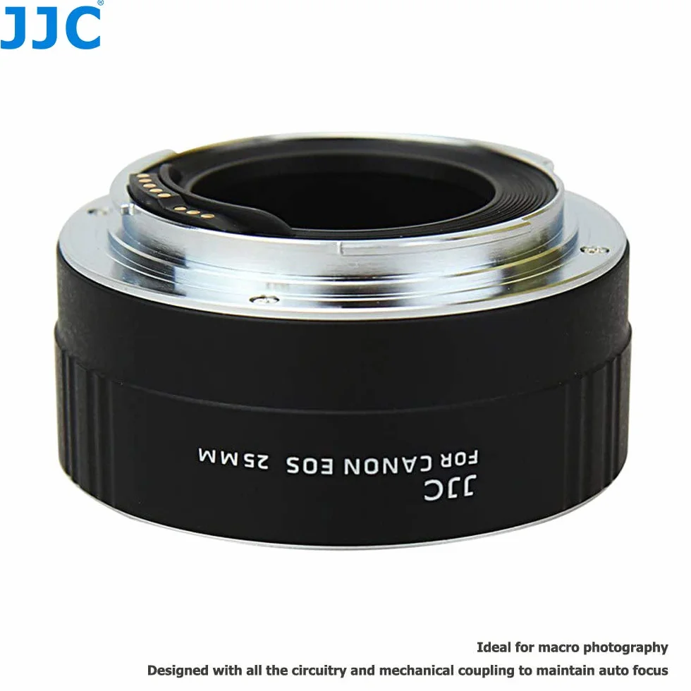 JJC 25mm Metal Tubo de Extensión TTL Enfoque Automático AF para Lentes Canon EF y EOS DSLR Cámaras
