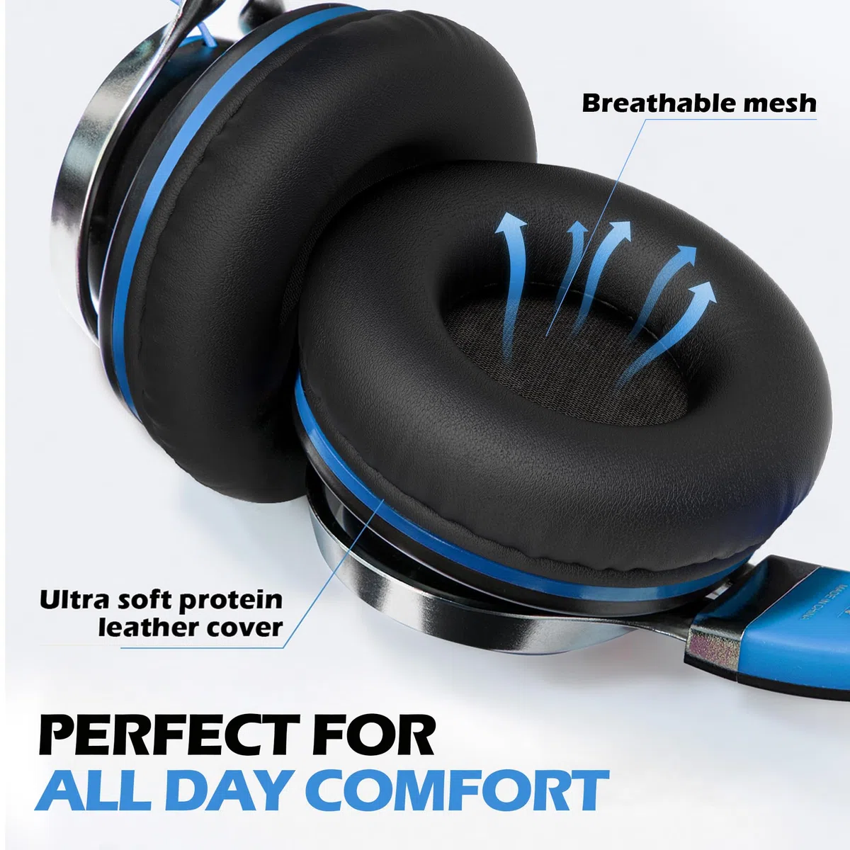 AILIHEN C8 Auriculares de Diadema Cerrados con Cable, Auriculares Plegable con Micrófono y Control Remoto para Mp3, iPhone, Móvil Android, PC, Color Negro y Azul