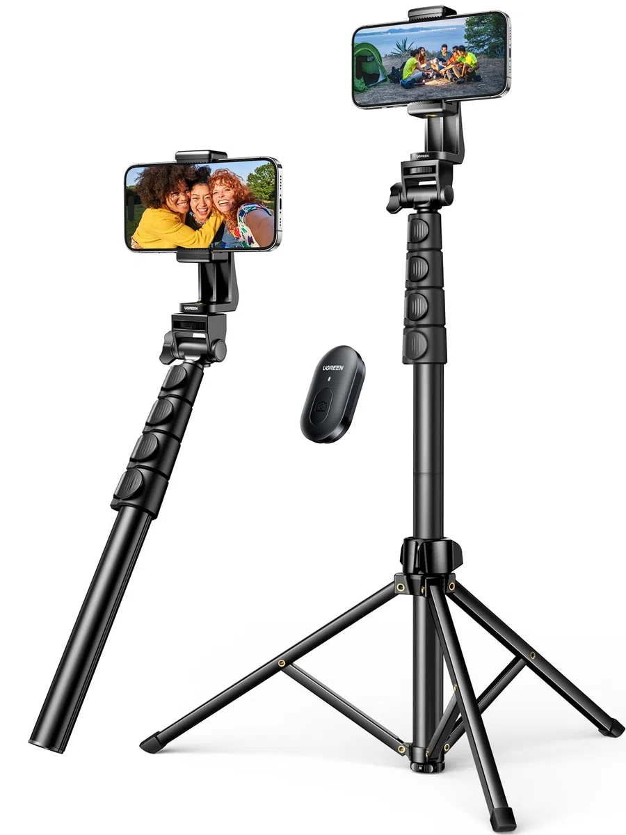 UGREEN Bluetooth Selfie Stick Trípode 3 en 1, Extensible 170cm para Teléfono con BT Control Remoto Compatible con iPhone 16/15/14/13/12/11 Pro/XS etc.