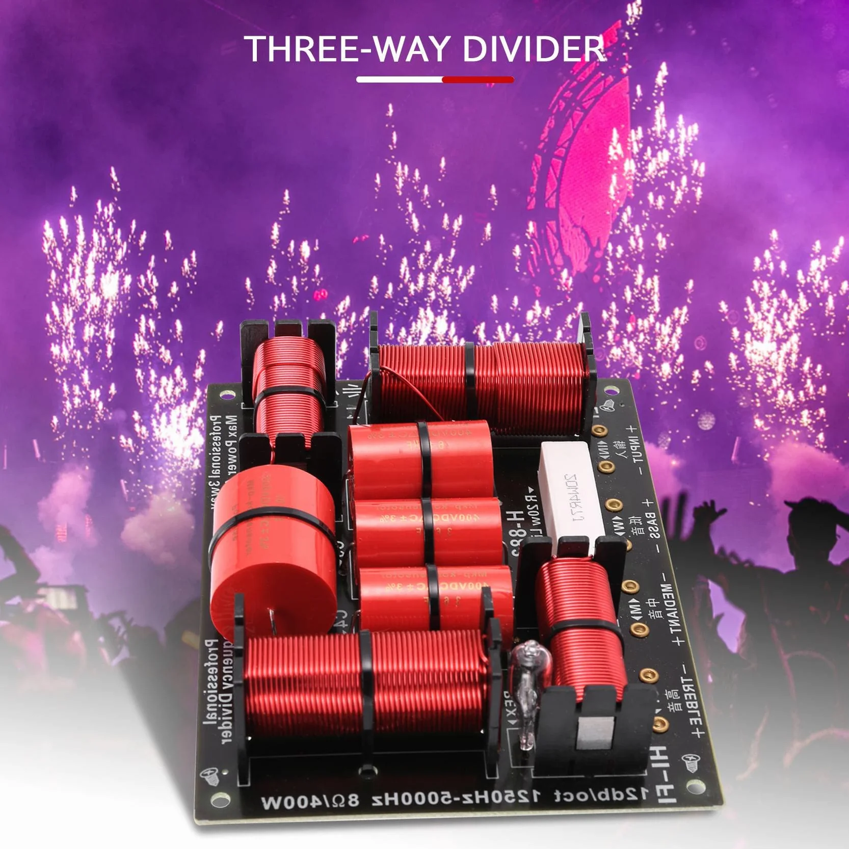 Divisor Mezcla de Estilos 3 VíAs de 400 W, Altavoz de Agudos de Alta Fidelidad, Altavoz de Graves Mezcla de Estilos 1250 H / 5000 HZ con ProteccióN de Tono Alto