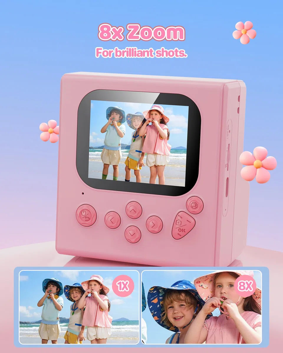 Camara de Fotos Instantaneas Niños: HODDRCCN 40MP Camara Fotos Infantil Instantanea Rosa - Incluye Tarjeta de 32G y Correa Portátil - Juguete Regalo Navideño de Cumpleaños para Niñas de 3 a 14 Años