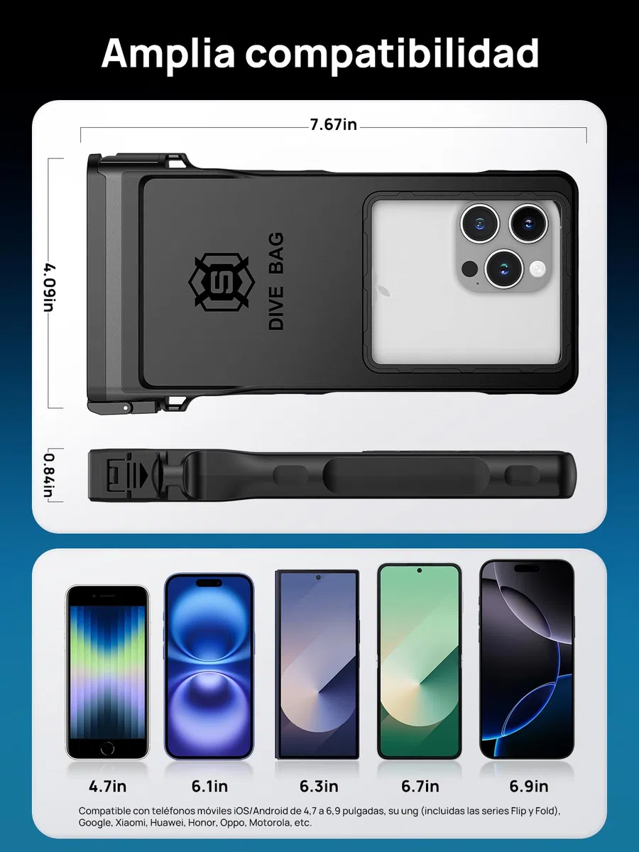 Lanhiem Funda Impermeable IPX8 15M Sumergible Profesional para iPhone Samsung Galaxy Huawei Xiaomi Redmi Google Pixel y Smartphone 4.7-6.9 Funda Subacuática, Negro