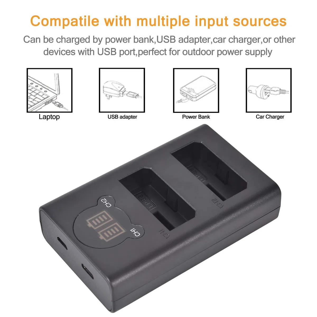 DSTE 2PCS LP-E5 Batería y Doble Cargador USB Compatible con Canon EOS 450D, 500D, 1000D, Kiss X2, X3, Rebel XS, XSi