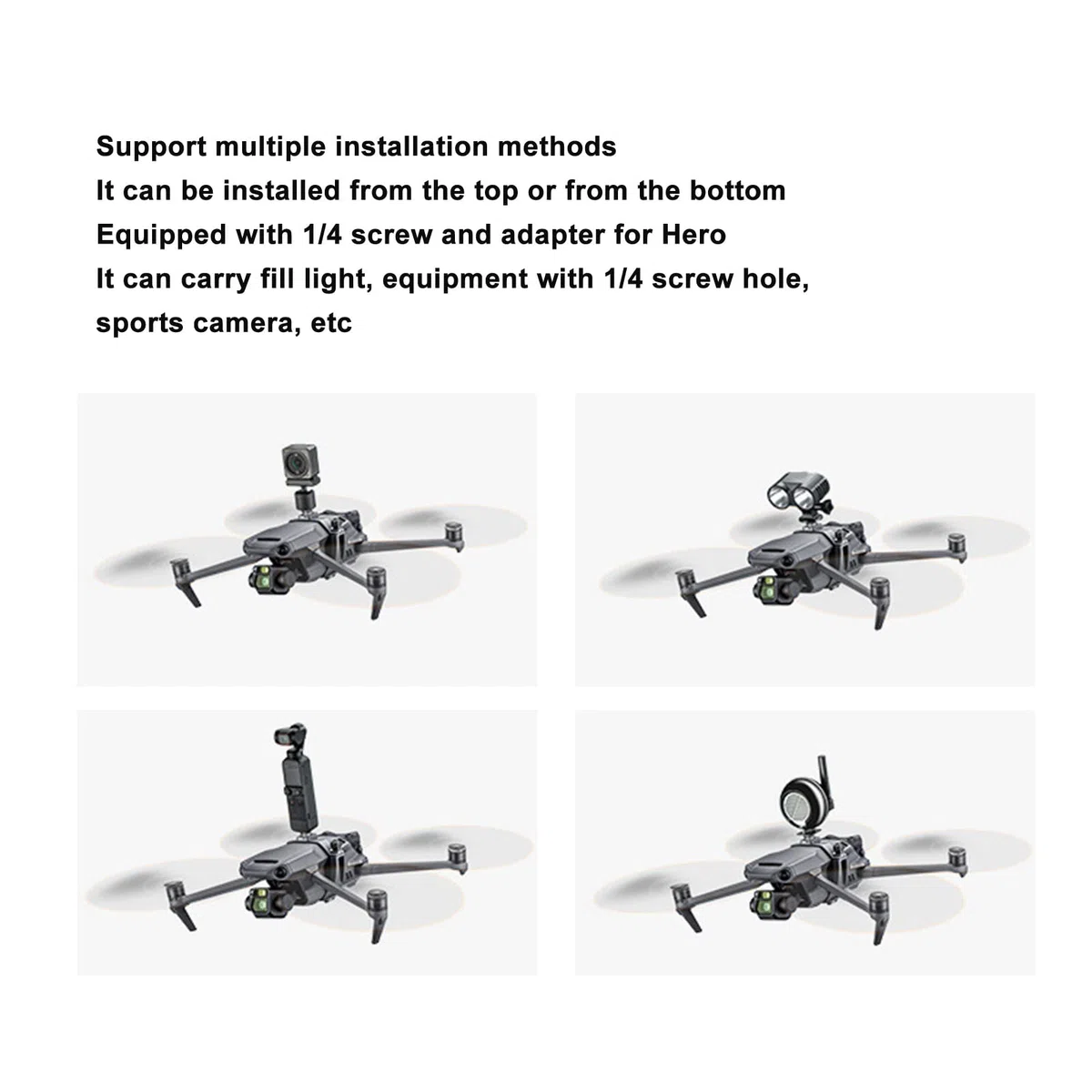 Kit de Soporte de Expansión de Cámara de Dron para dji Mavic 3, Soporte de Cámara de Montaje de Extensión Multifuncional con Orificio de Tornillo de 1/4 Pulgadas, Soporte de