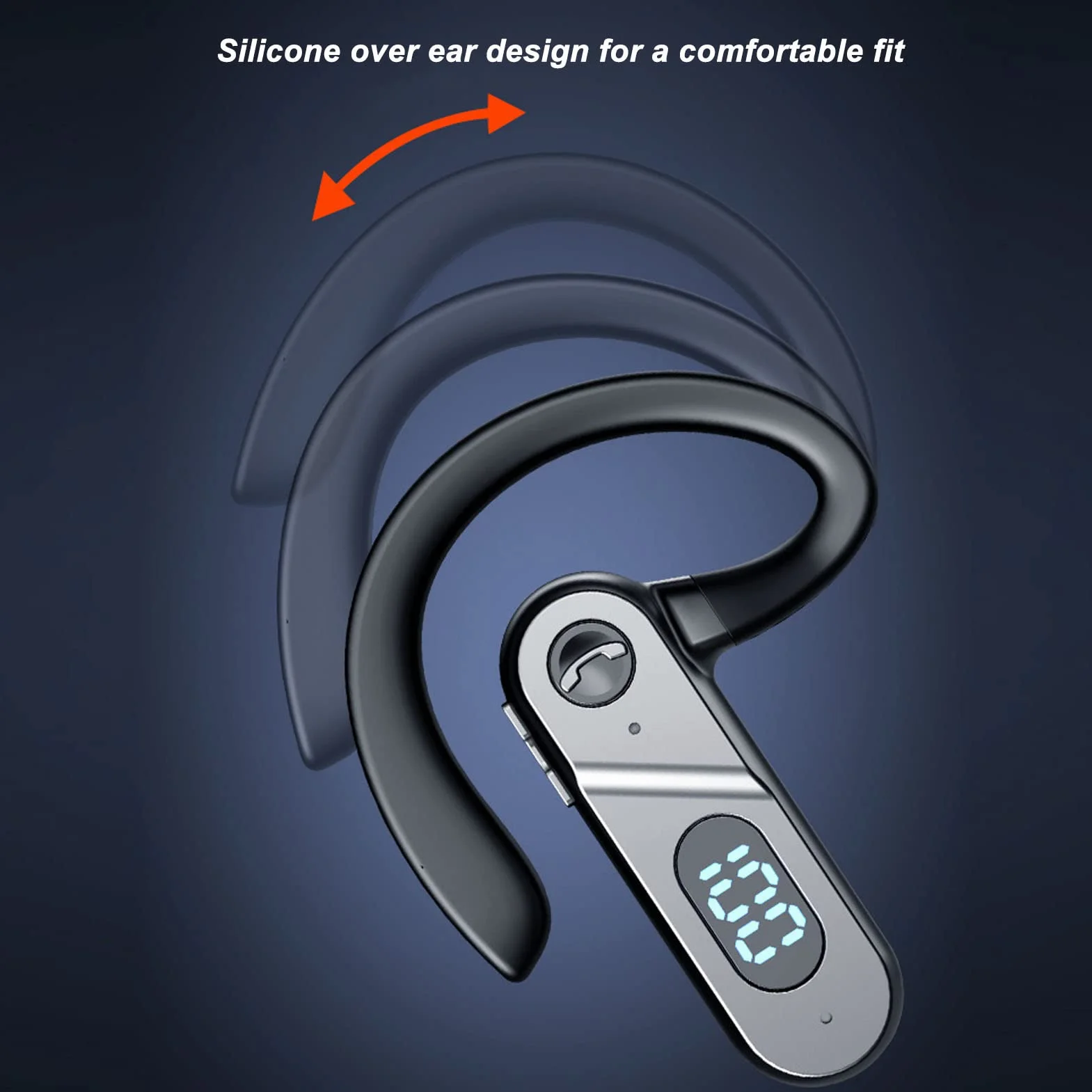 PUSOKEI Auriculares Inalámbricos Bluetooth, Auriculares de un Oído sin Dolor para Teléfono Celular, Auriculares con Gancho para la Oreja sin Tapones para los Oídos, Auricular Impermeable
