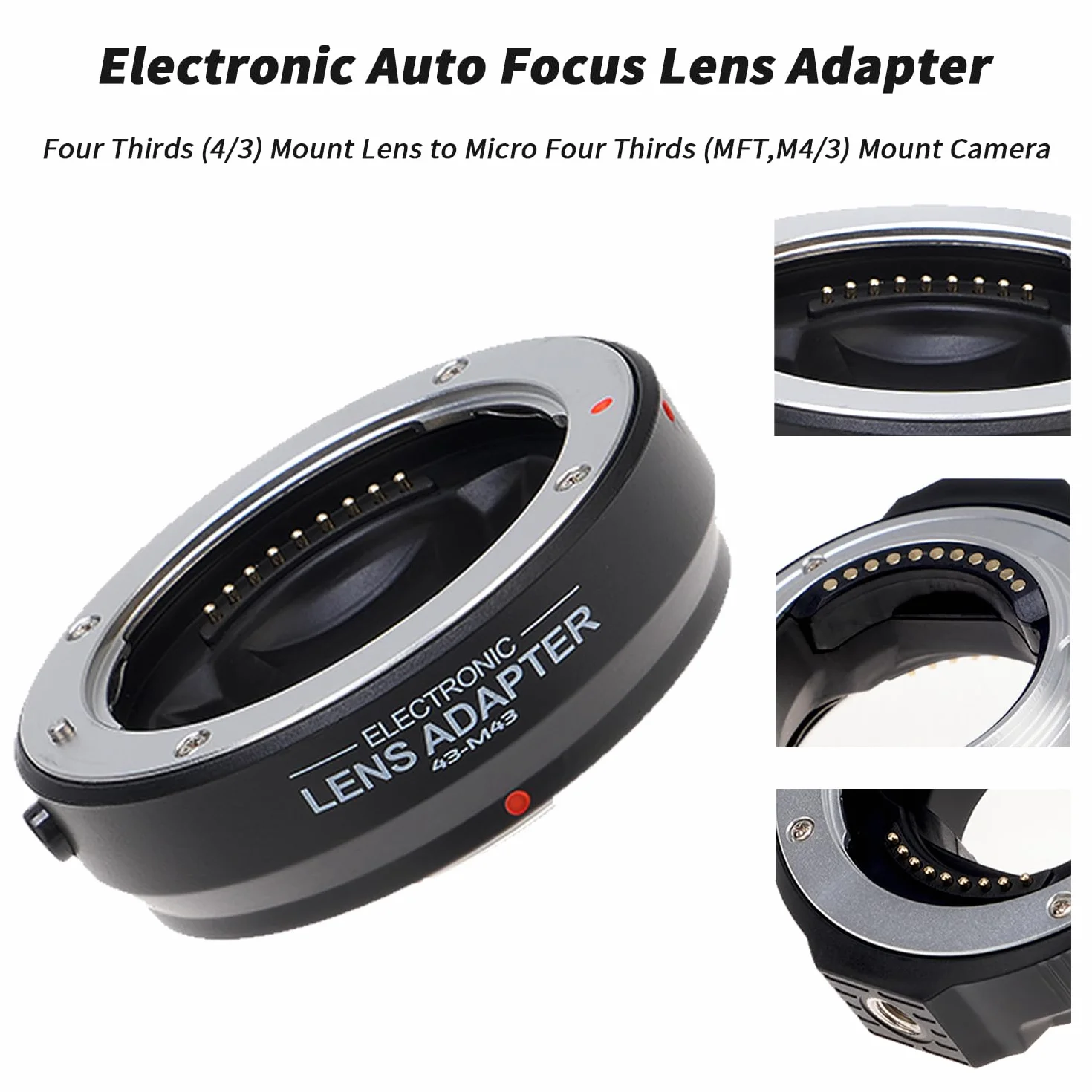 Hersmay Pro Autofocus 4/3-M4/3 - Adaptador de objetivo para objetivo 4/3 43 a M4/3 MFT Mount cámara para Olympus E-M5 E-M10 III para Panasonic G9 II G95 G10 G100V G100K GX1 GX7 GX9 GH6 BMPCC MMF3 MF2
