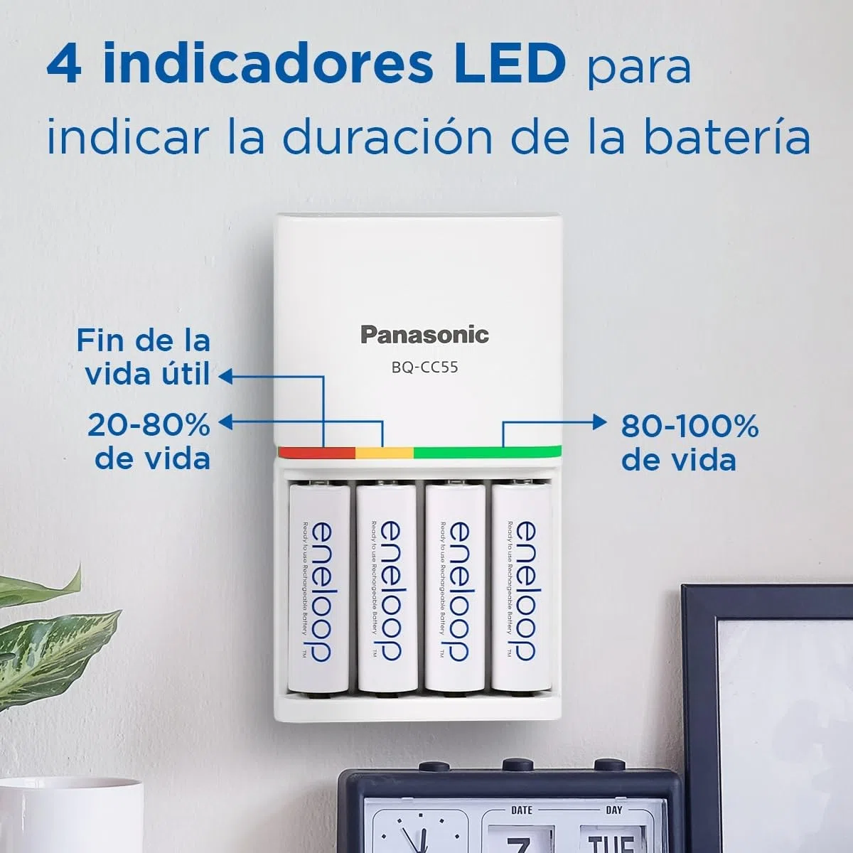 eneloop SmartPlus. Cargador para 1 a 4 pilas AA/AAA Ni-MH con 10 funciones de seguridad.