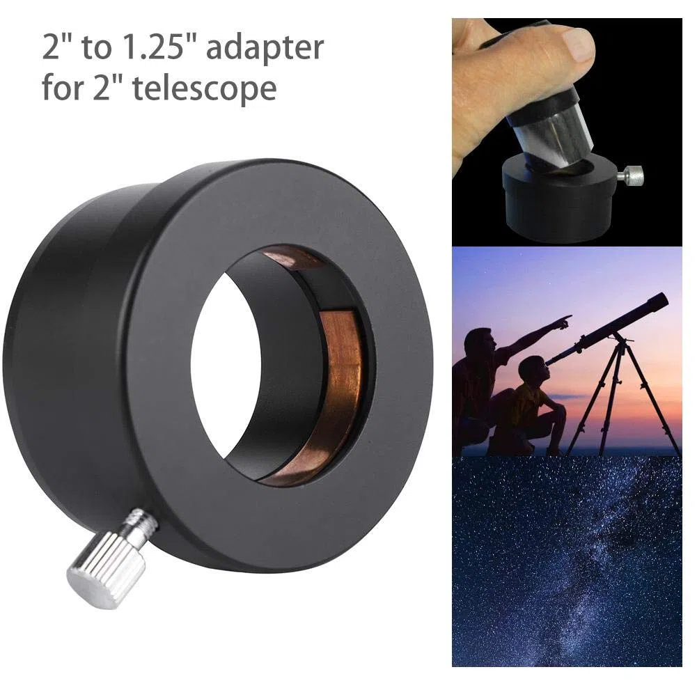 Vbestlife Telescopio Ocular 2 a 1,25 Pulgadas Adaptador para Ocular de Telescopio Astronómico con Material de Metal de Color Negro.