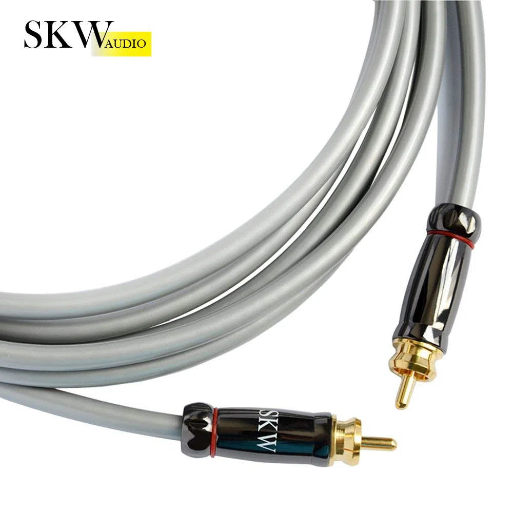 SKW Subwoofer Cable, Cable Coaxial Audio Digital - PVC - S/PDIF RCA para Teatro/HDTV/Subwoofer/Sistemas Hi-Fi/Home Cinema (2M / Gris)