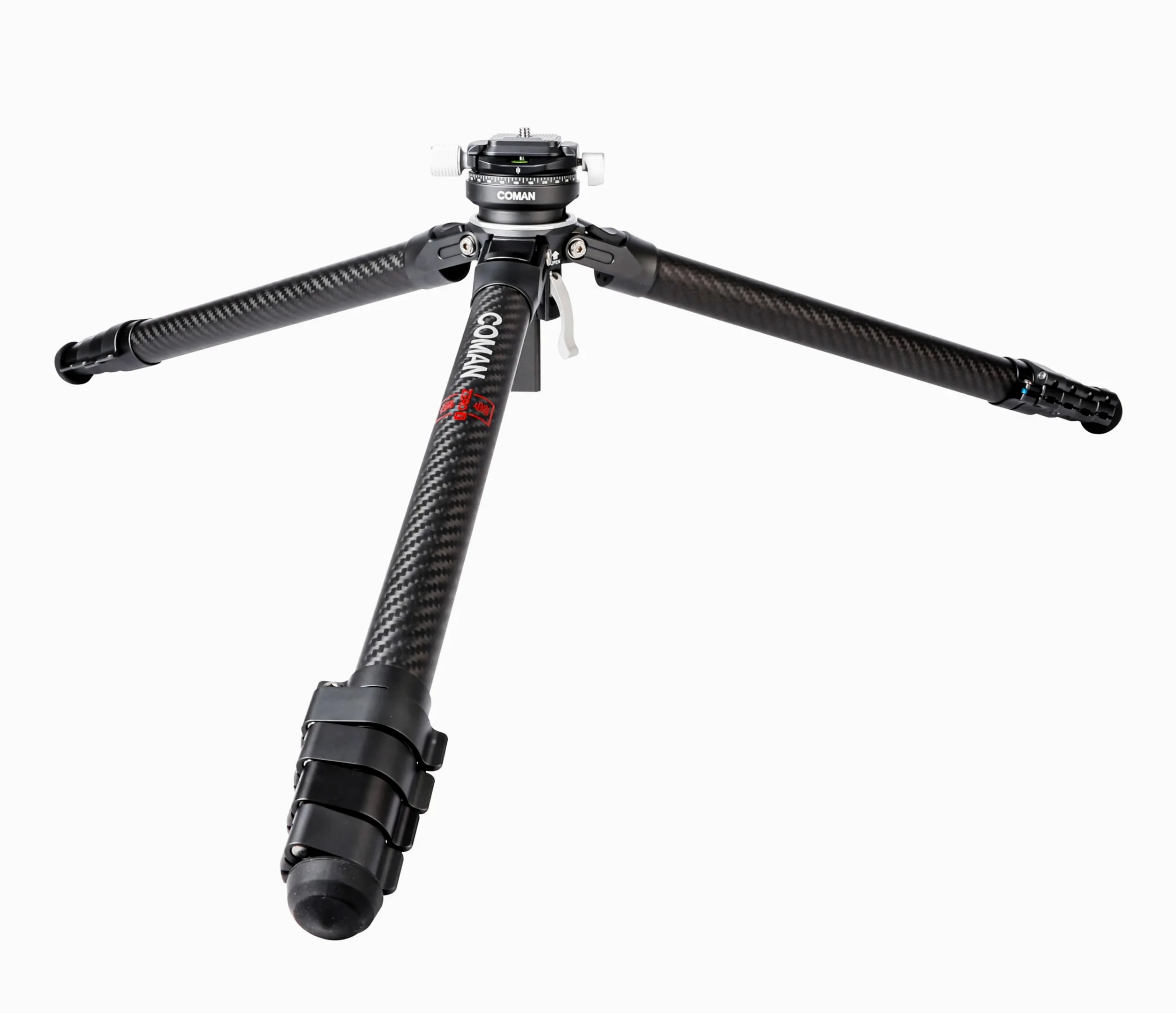 COMAN Zero Y Trípode de cámara Tripod Carbon Fibre con Cabeza esférica panorámica de 360° y trípode de vídeo Arca Swiss para Todas Las cámaras DSRL, Columna Central cargable hasta 18kg
