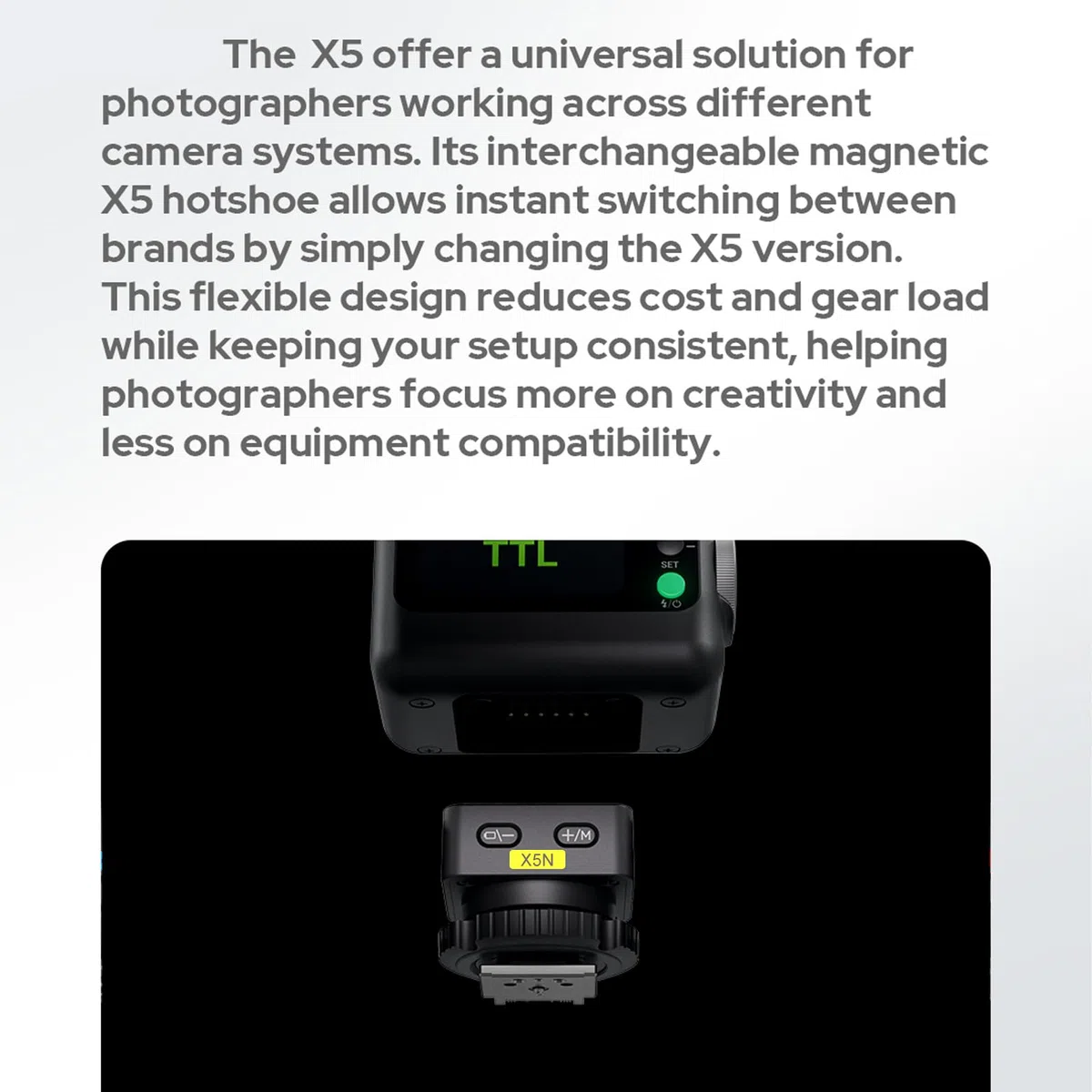 Godox X5N HSS - Disparador de flash inalámbrico TTL para cámaras Nikon, zapata magnética compatible con flash de cámara Godox iT32